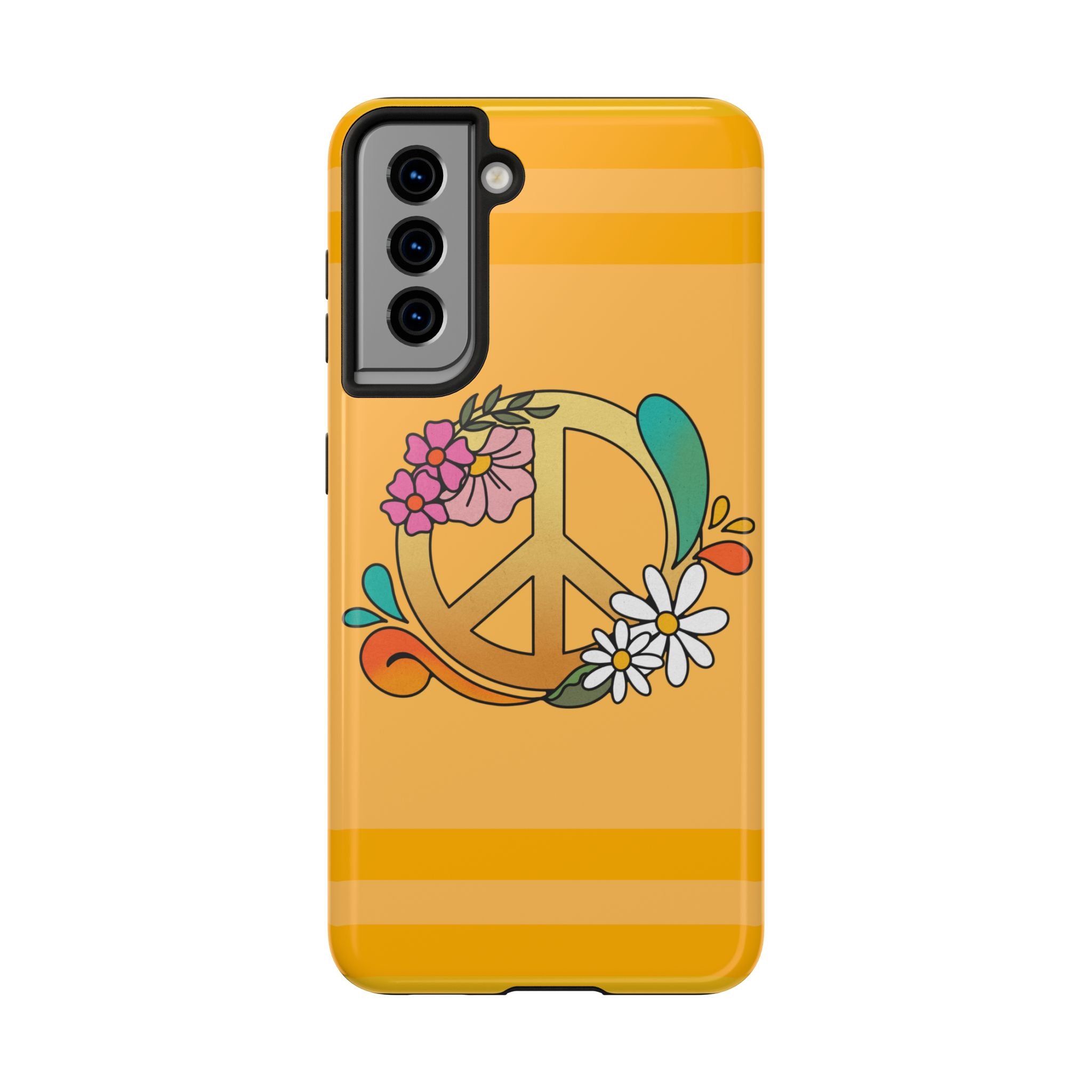 60s–70s Yellow Peace Sign Phone Case ✌️📱