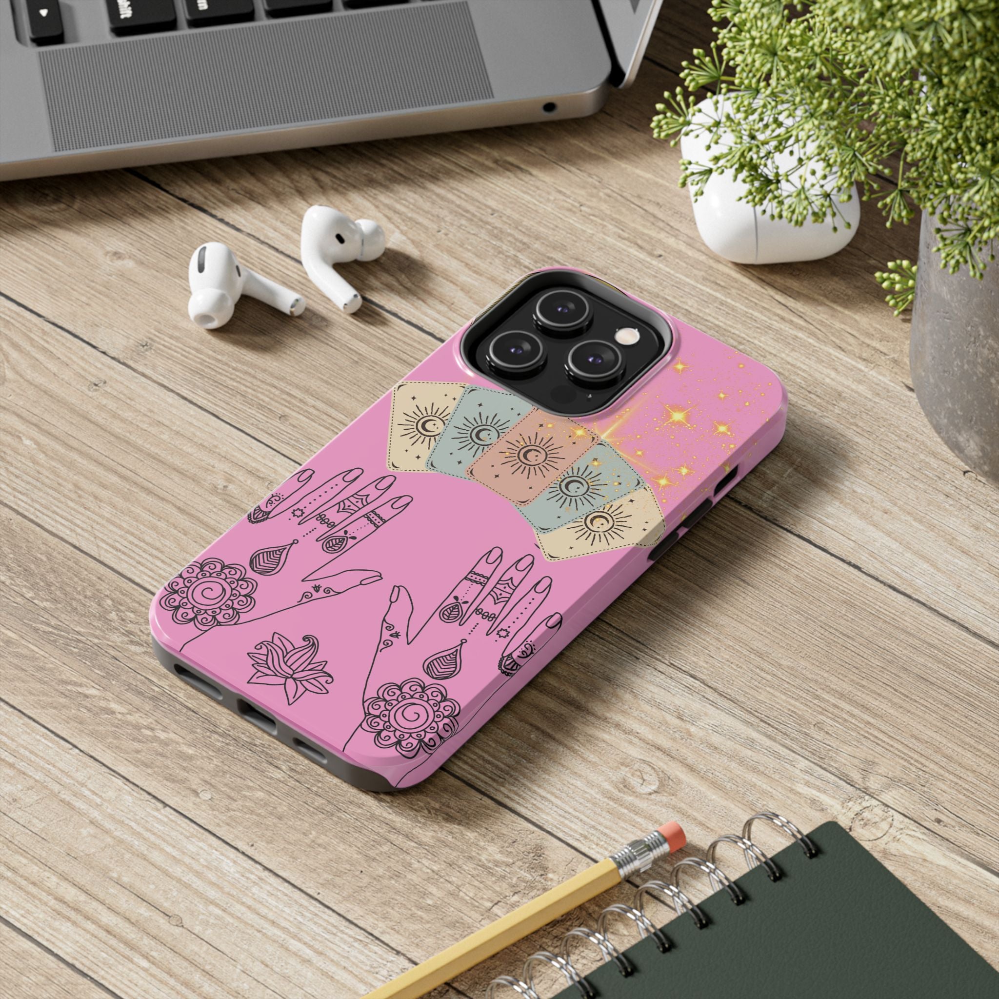 60s–70s Mystical Tarot Henna Hands Phone Case 🔮📱