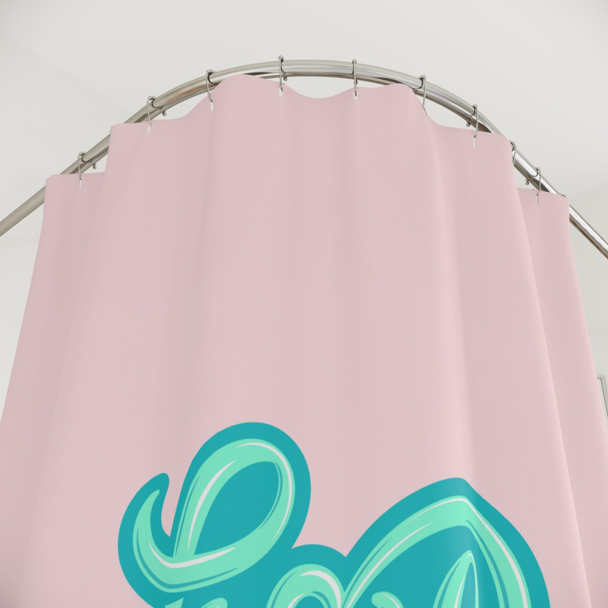 💖 Retro Teal Pastel Pink Love Shower Curtain
