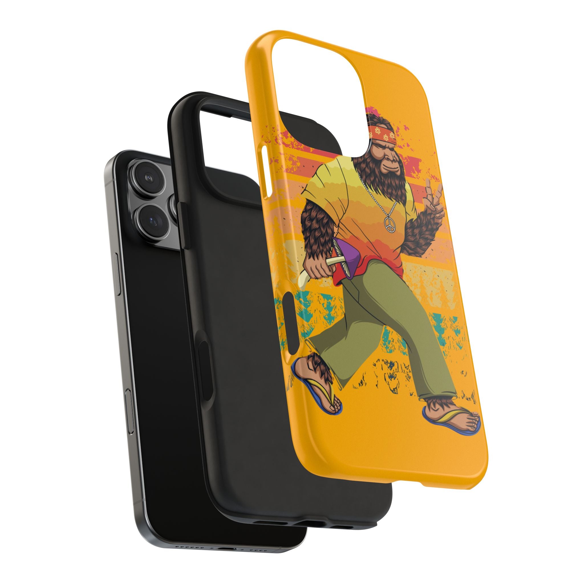 70s Bigfoot Mushroom Hunting Peace Phone Case 🍄✌️