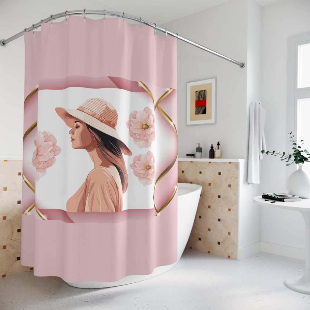 🌸 Soft Girl Pink Retro Shower Curtain