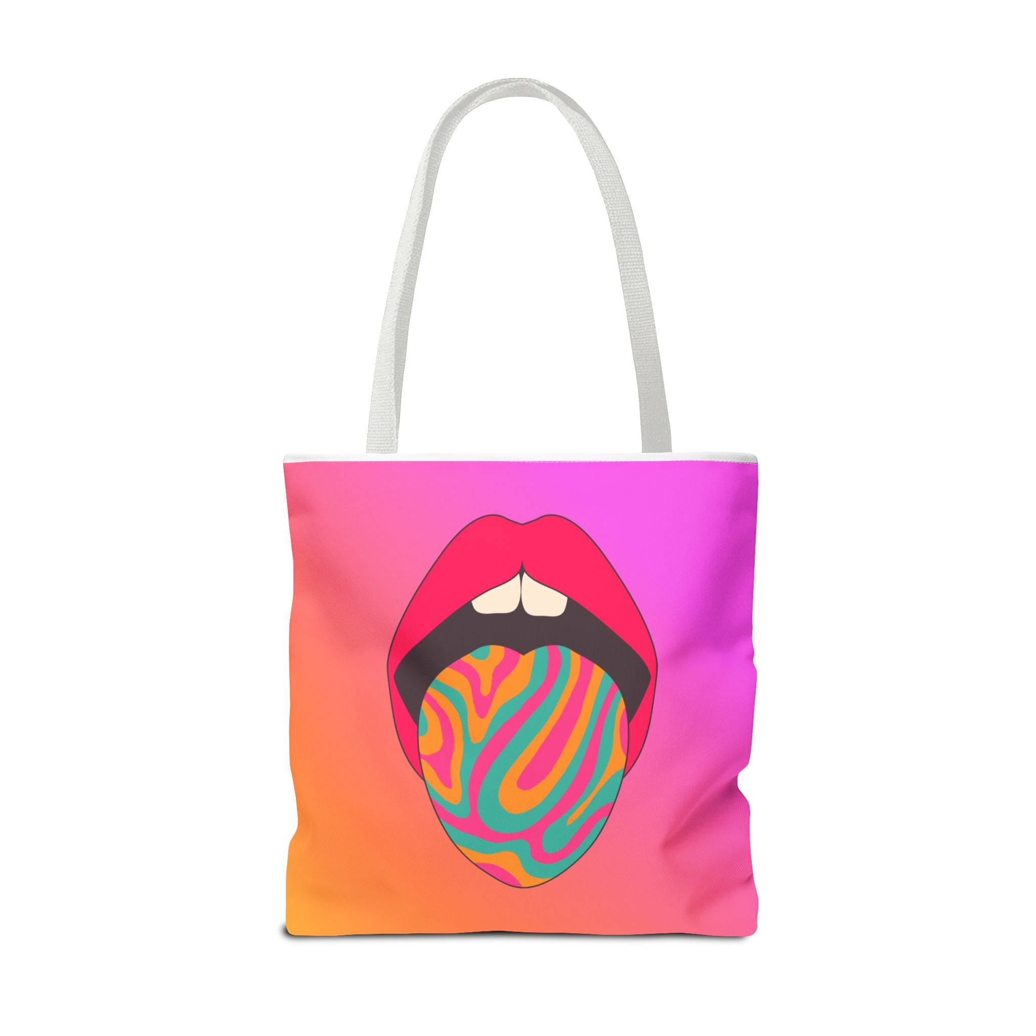 👄🌈 60s–70s Psychedelic Lips & Tongue Tote Bag ✨🍄