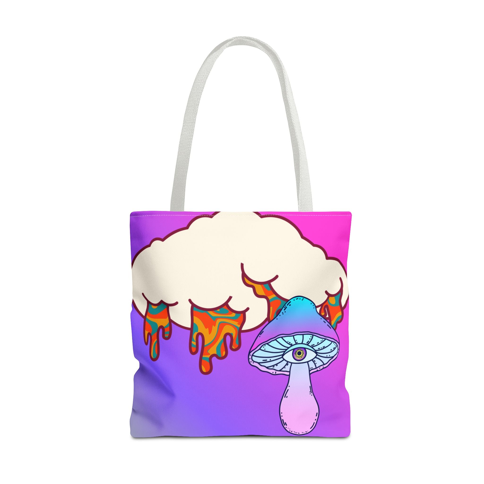 🍄☁️ 70s Trippy Cloud & Mushroom Tote Bag 🌈✨