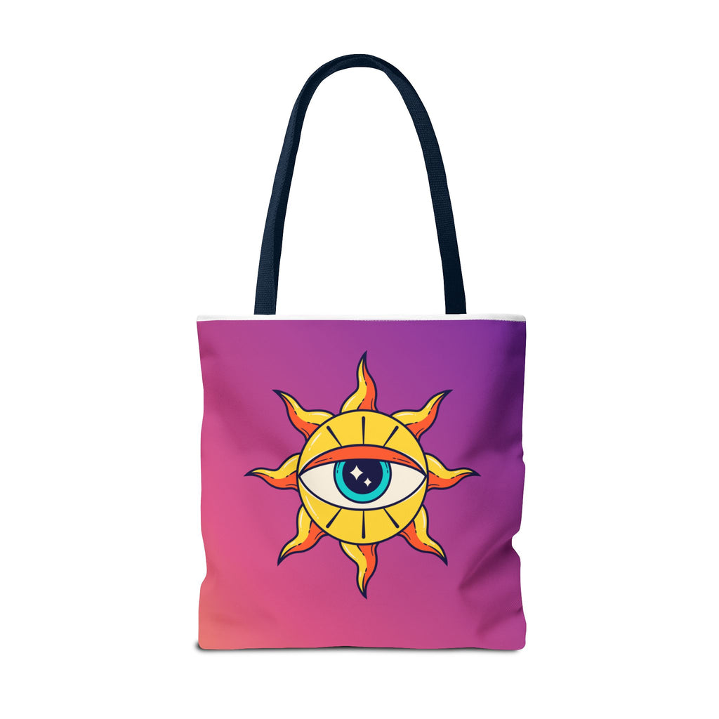 🌞👁️ 70s All-Seeing Eye Sun Design Tote Bag ✨🌿