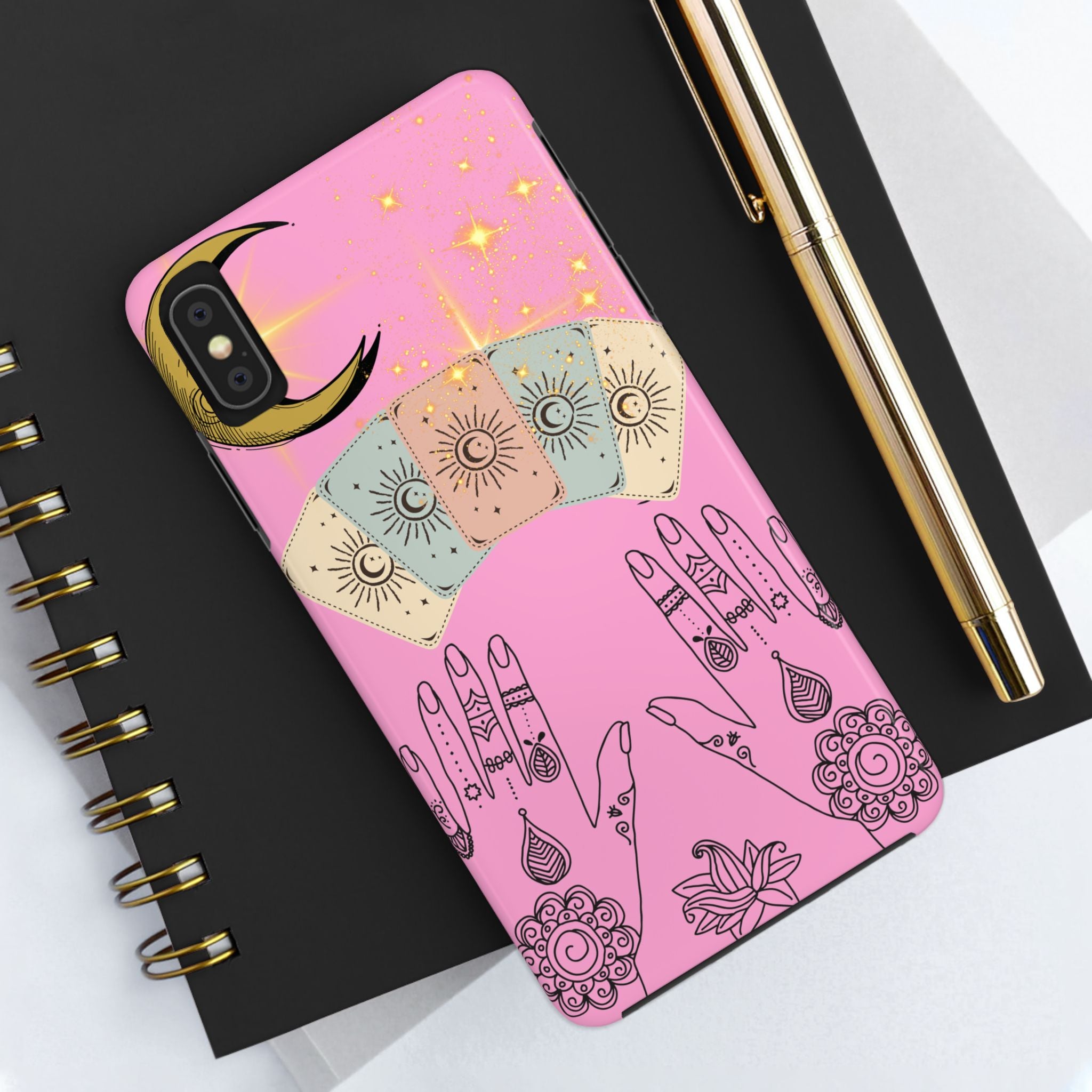 60s–70s Mystical Tarot Henna Hands Phone Case 🔮📱