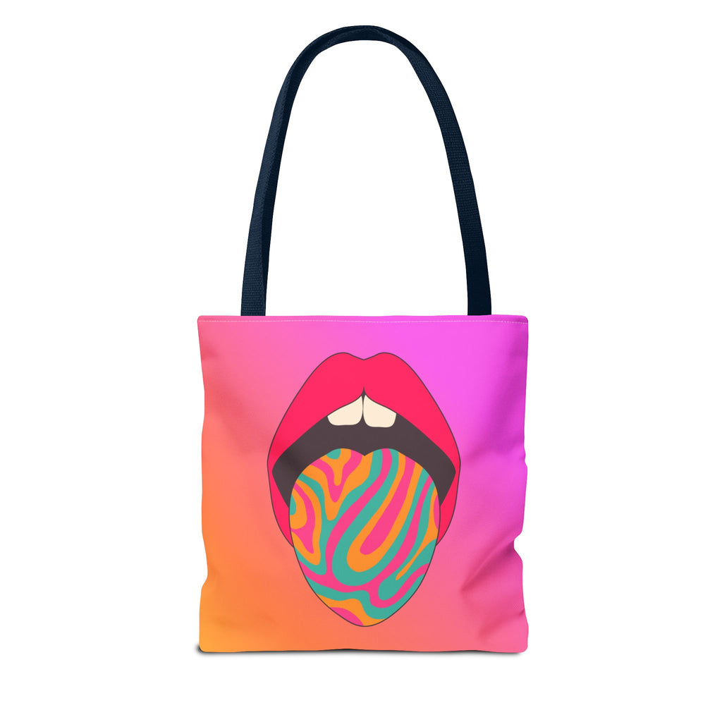 👄🌈 60s–70s Psychedelic Lips & Tongue Tote Bag ✨🍄