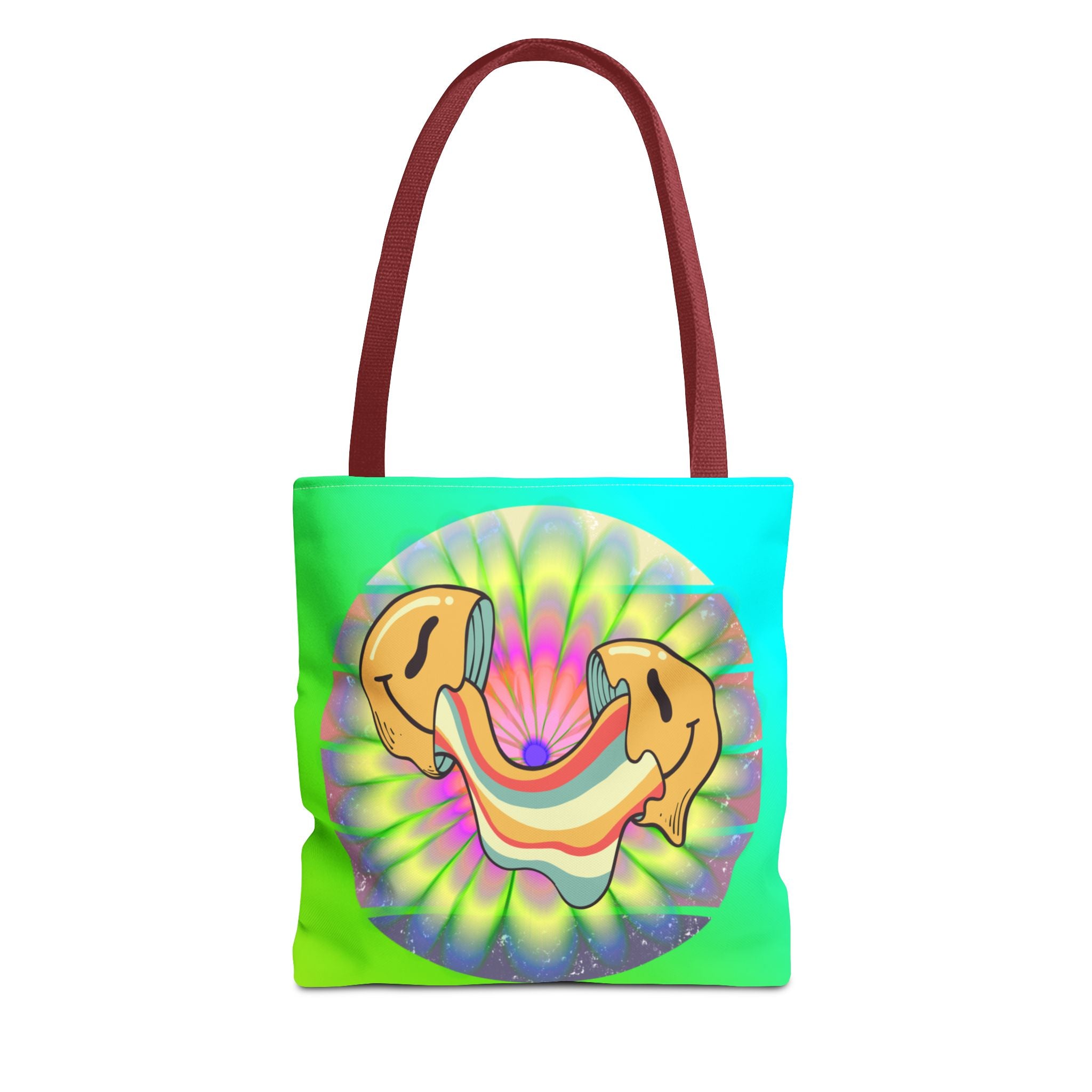 😊🌈 70s Trippy Psychedelic Smiley Tie-Dye Tote Bag ✨🍄