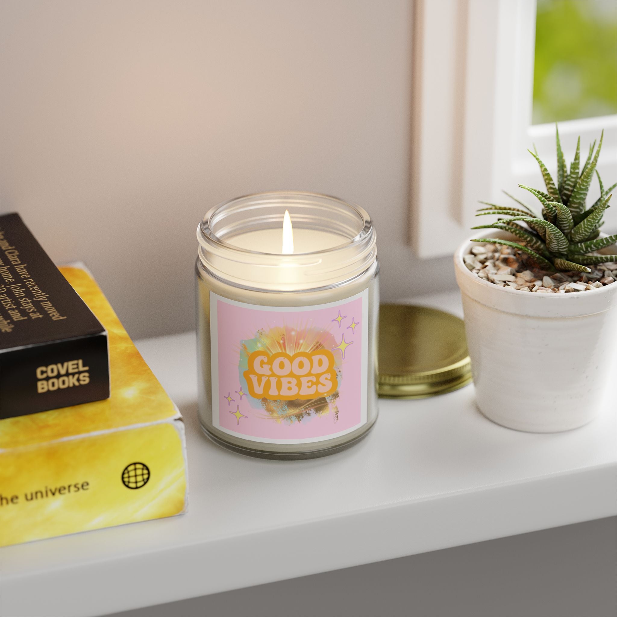 60s–70s Good Vibes Candle ☮️🕯️