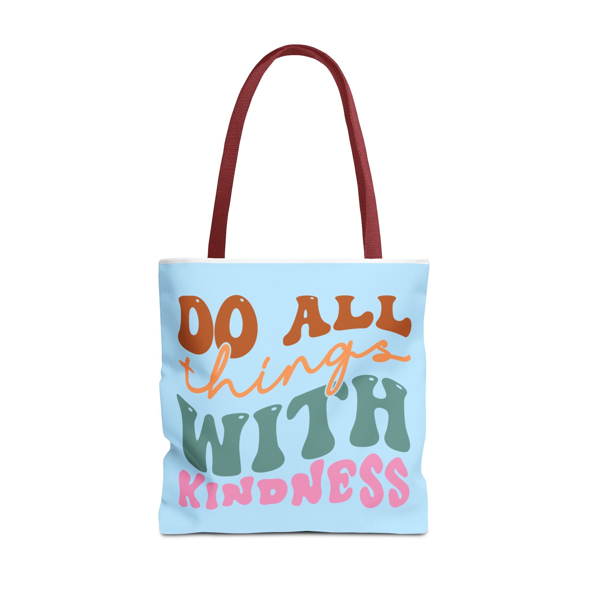 🌸 60s “Do All Things With Kindness” Retro Tote Bag – Baby Blue