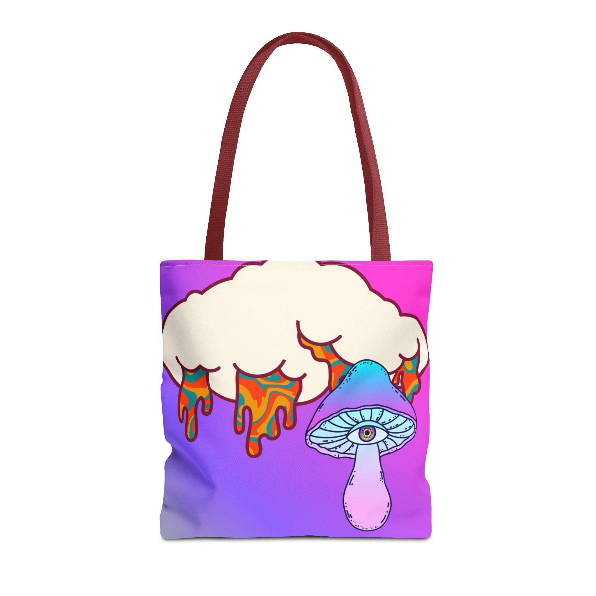 🍄☁️ 70s Trippy Cloud & Mushroom Tote Bag 🌈✨
