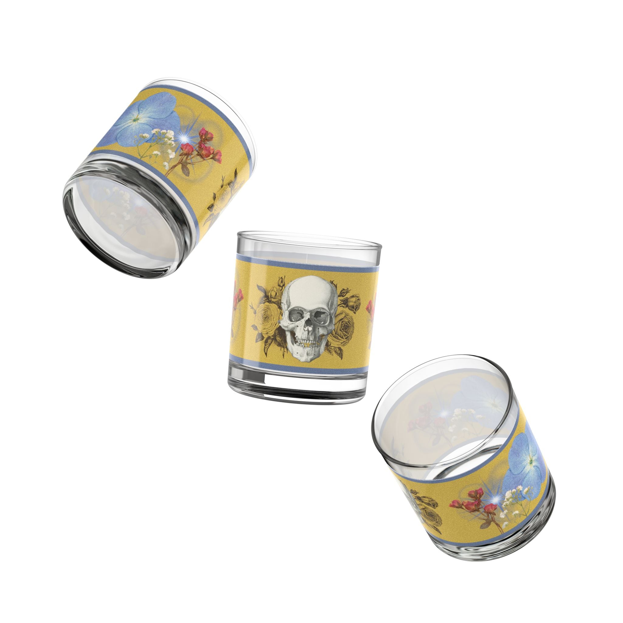 70s–80s Skull & Dried Flowers Glass – Retro Dark Floral 🌿💀