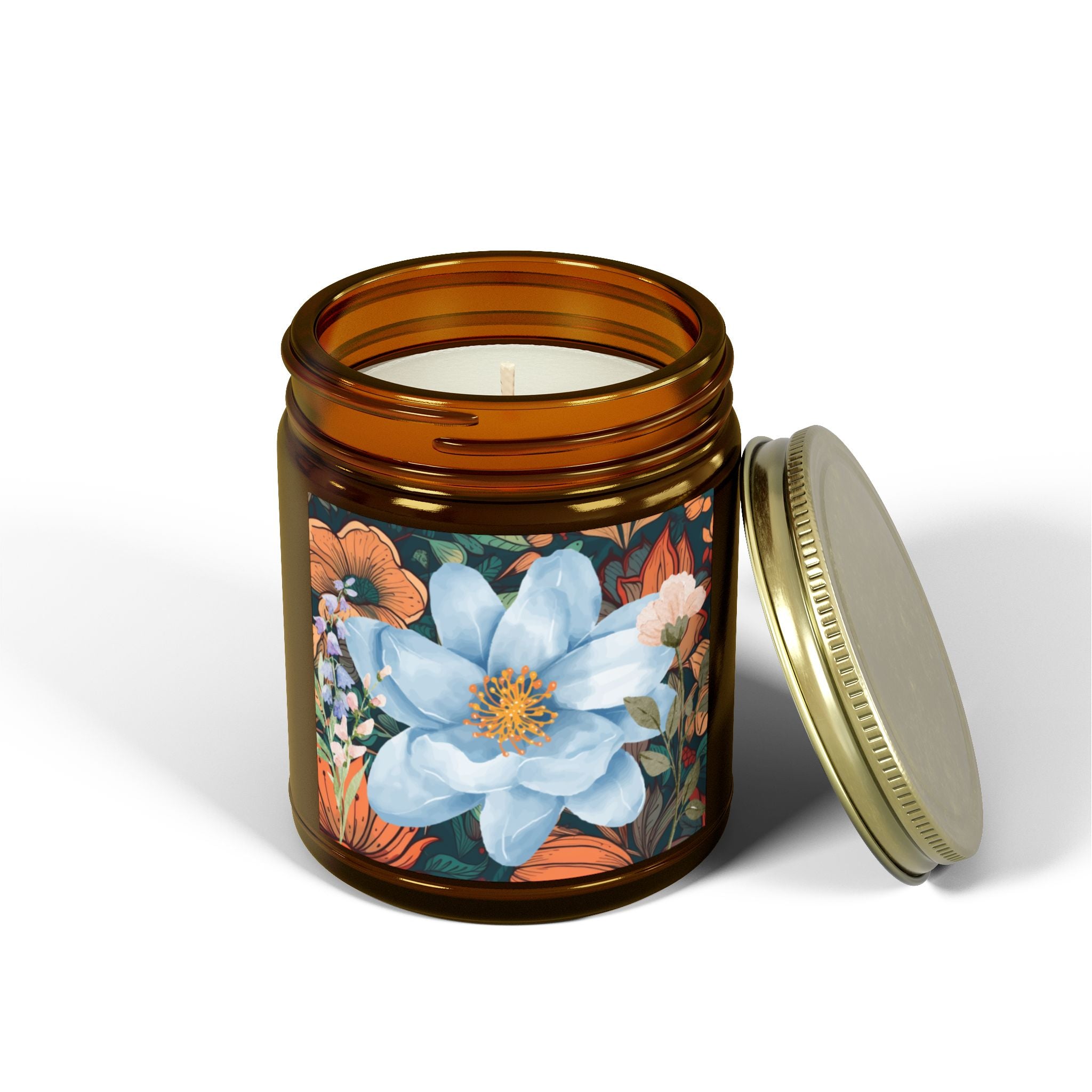 Blue Green Florals Candle 💙🌿🕯️