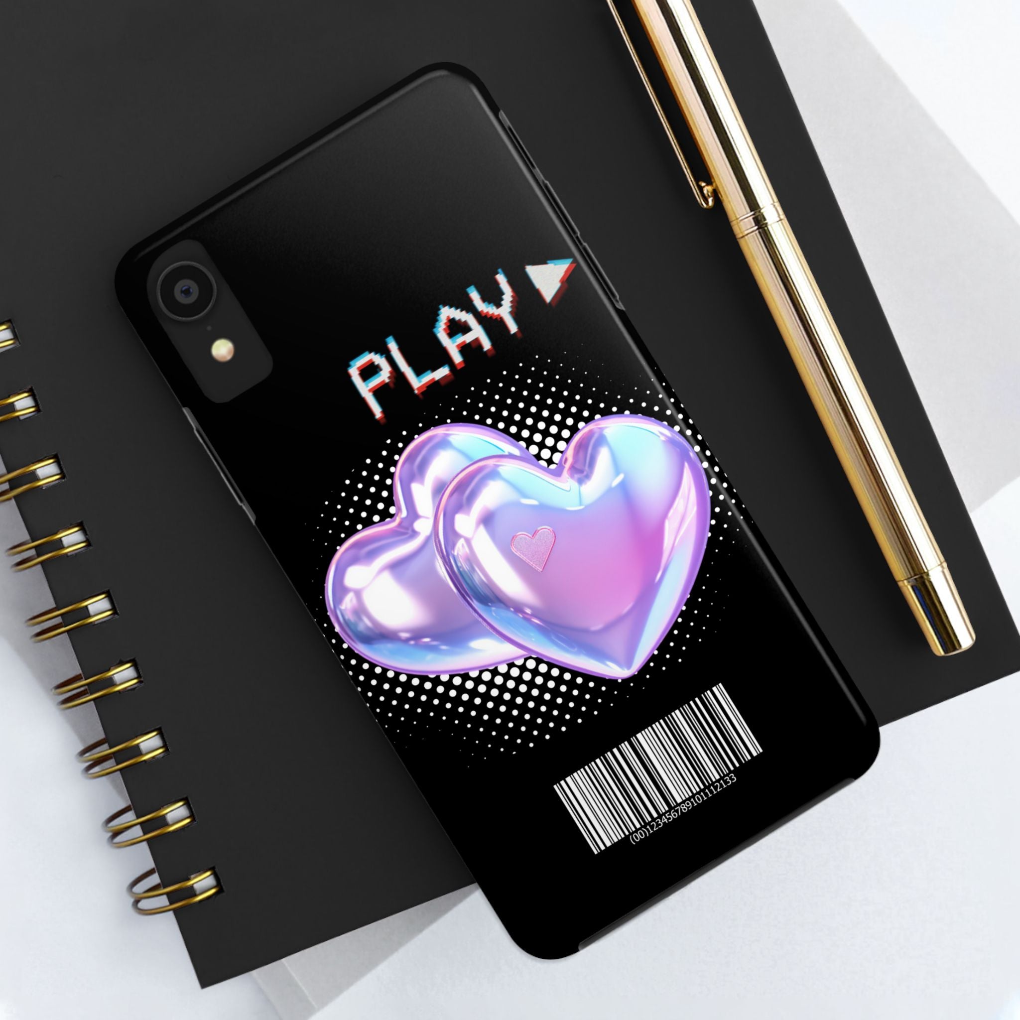 Y2K Black Play Barcode Phone Case 📱🖤