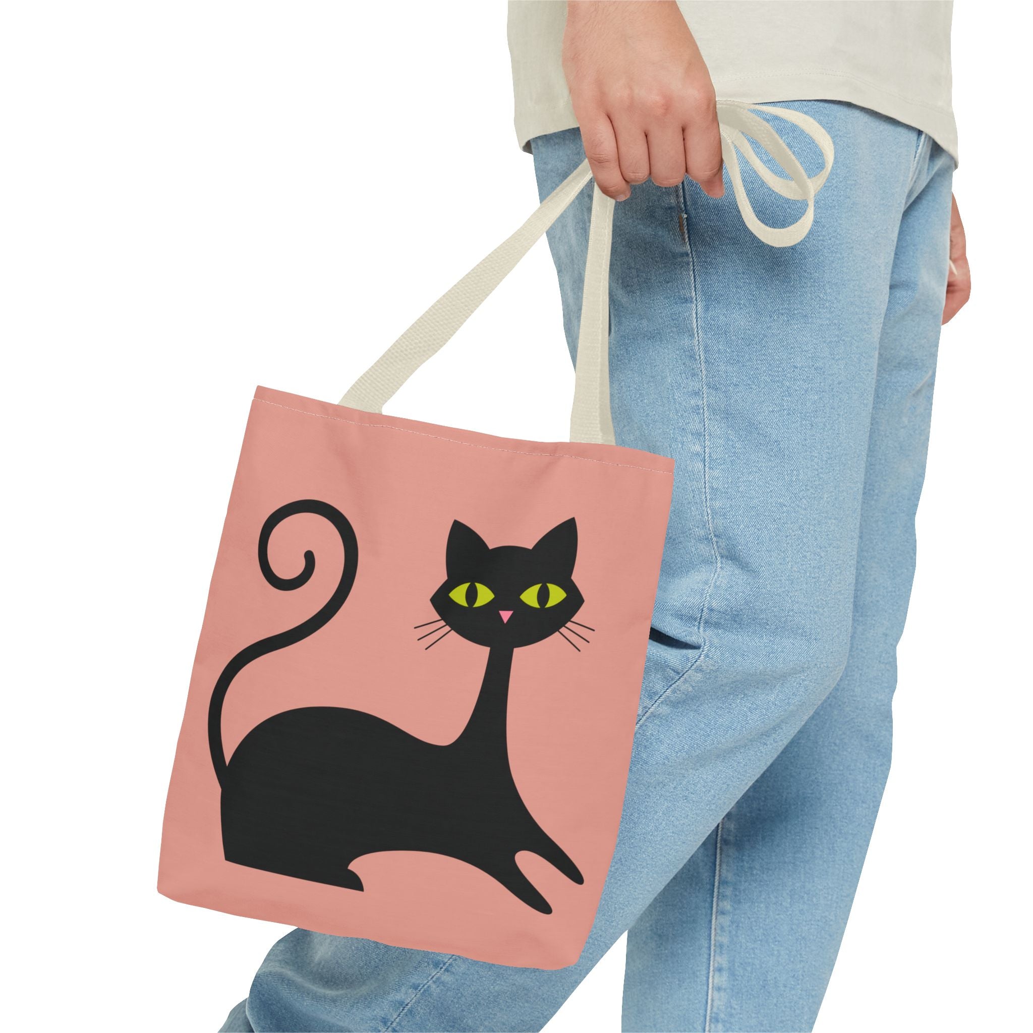 🐱 50s Retro Cat & Clock Tote Bag