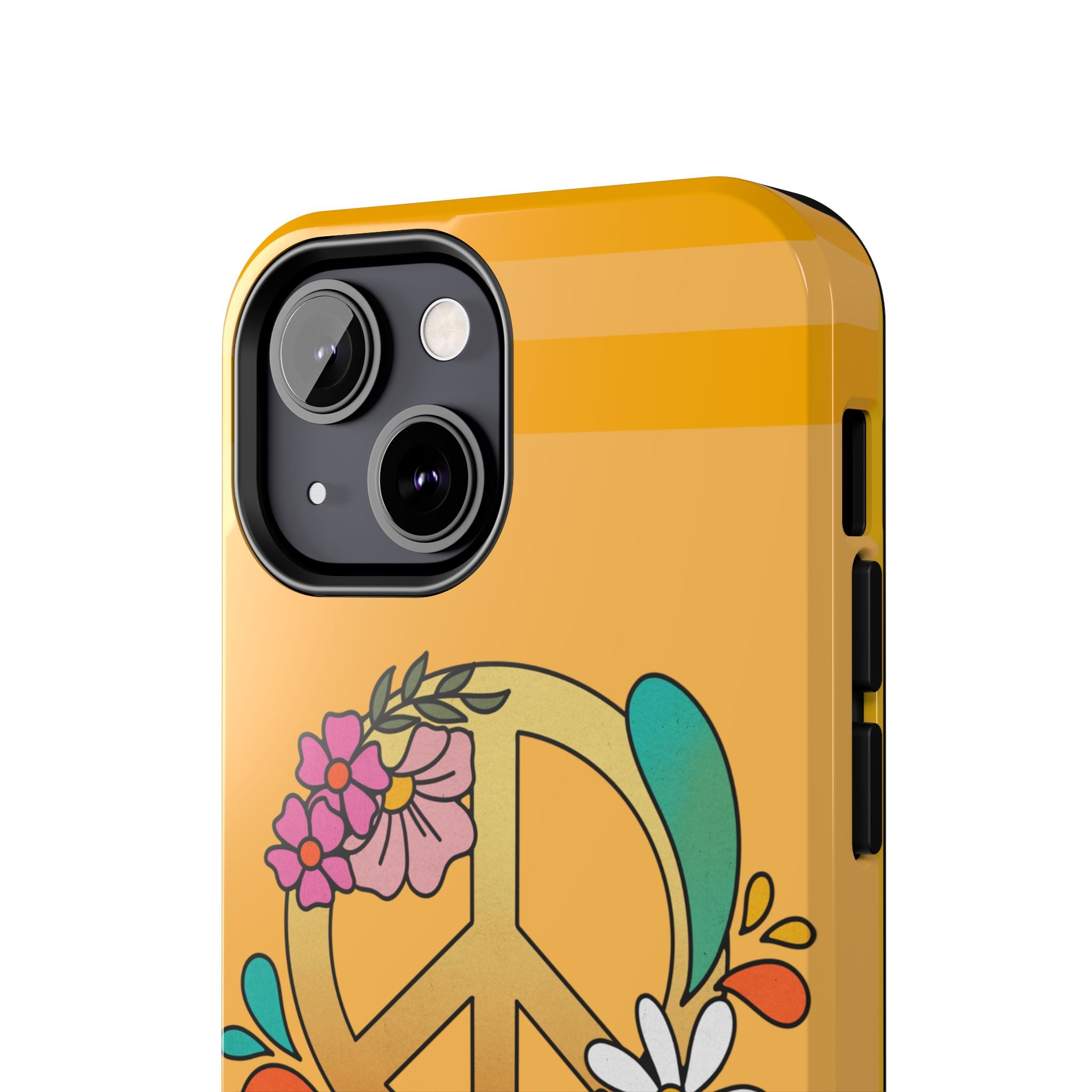 60s–70s Yellow Peace Sign Phone Case ✌️📱