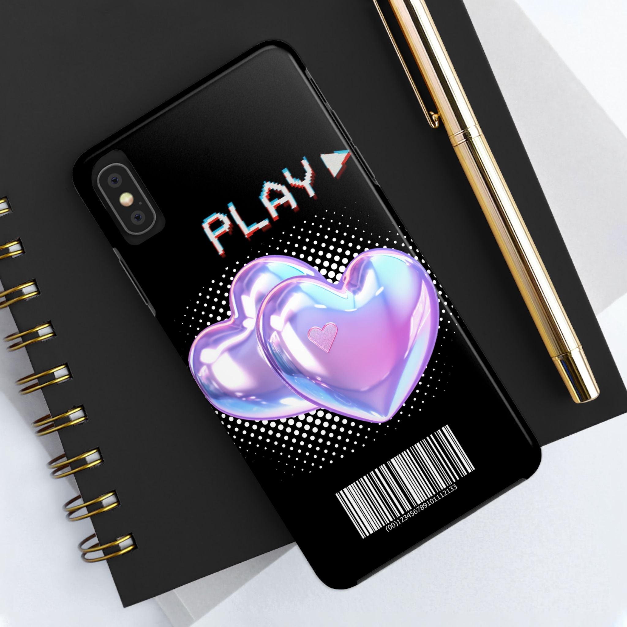 Y2K Black Play Barcode Phone Case 📱🖤