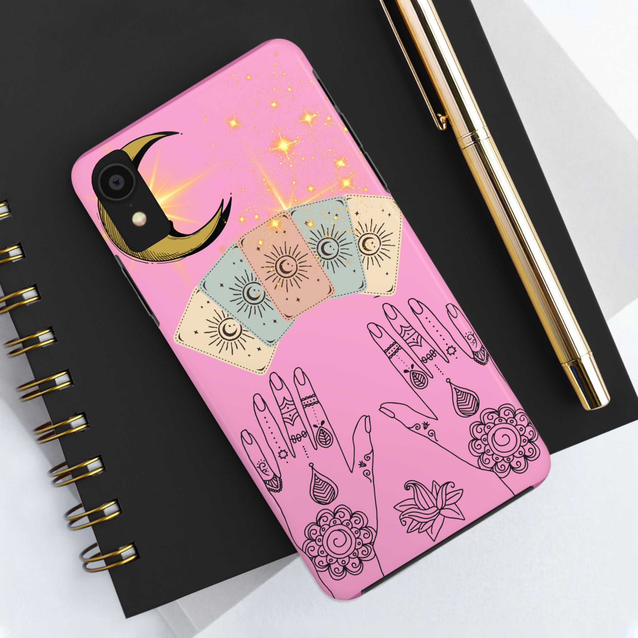 60s–70s Mystical Tarot Henna Hands Phone Case 🔮📱