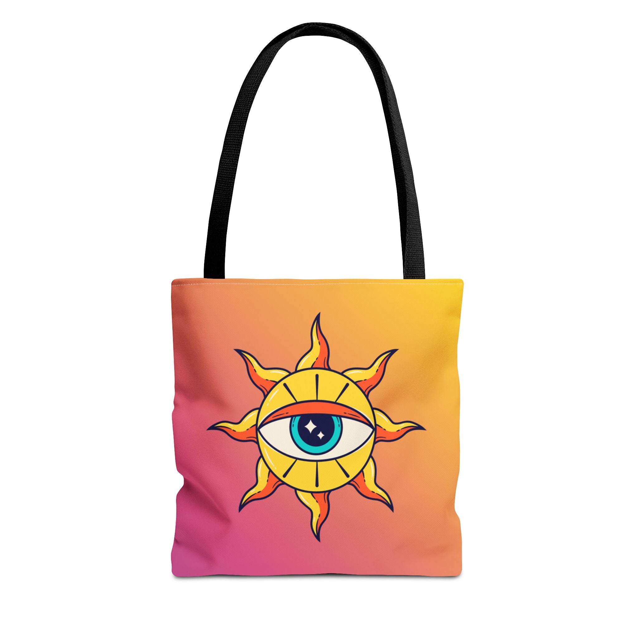 🌞👁️ 70s All-Seeing Eye Sun Design Tote Bag ✨🌿
