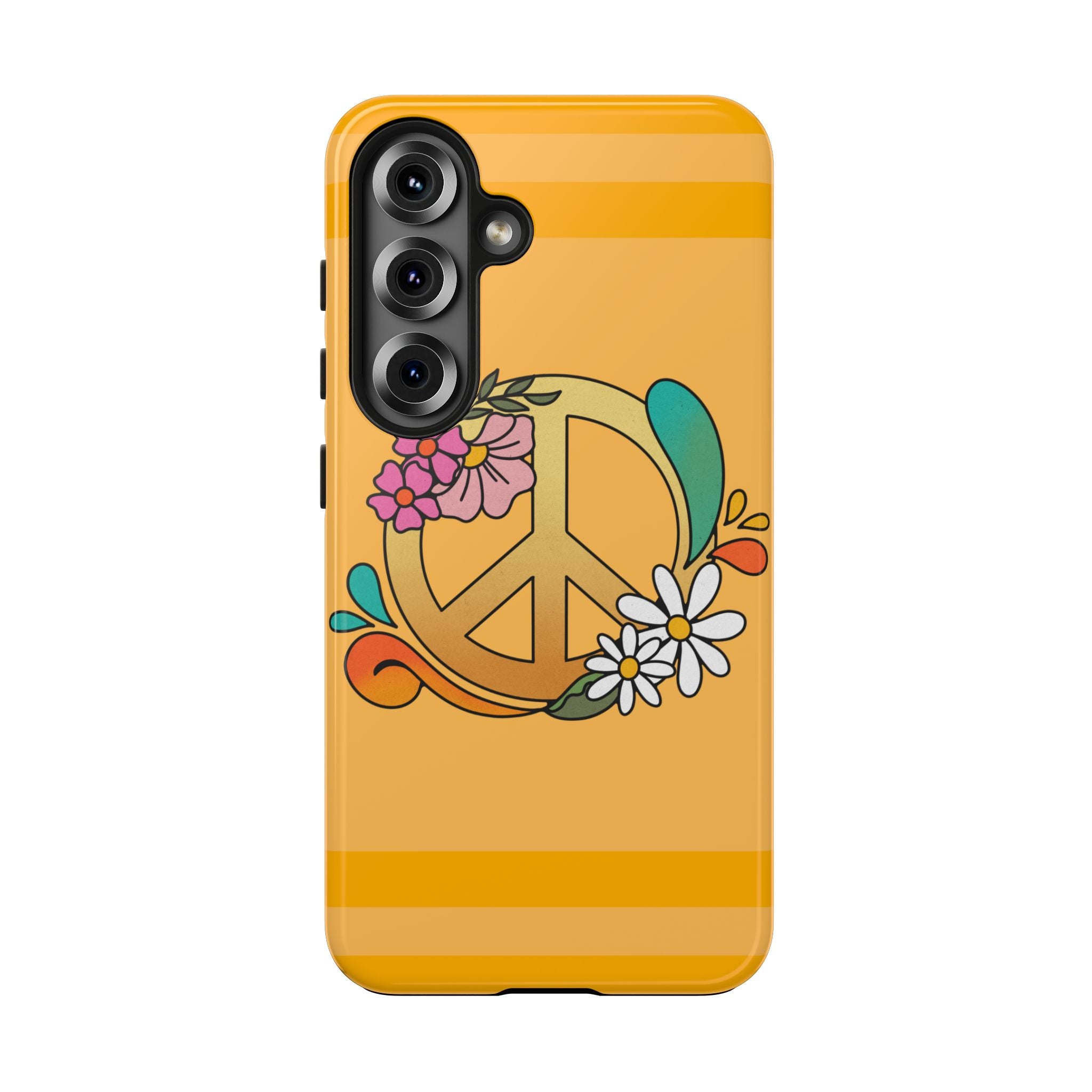 60s–70s Yellow Peace Sign Phone Case ✌️📱