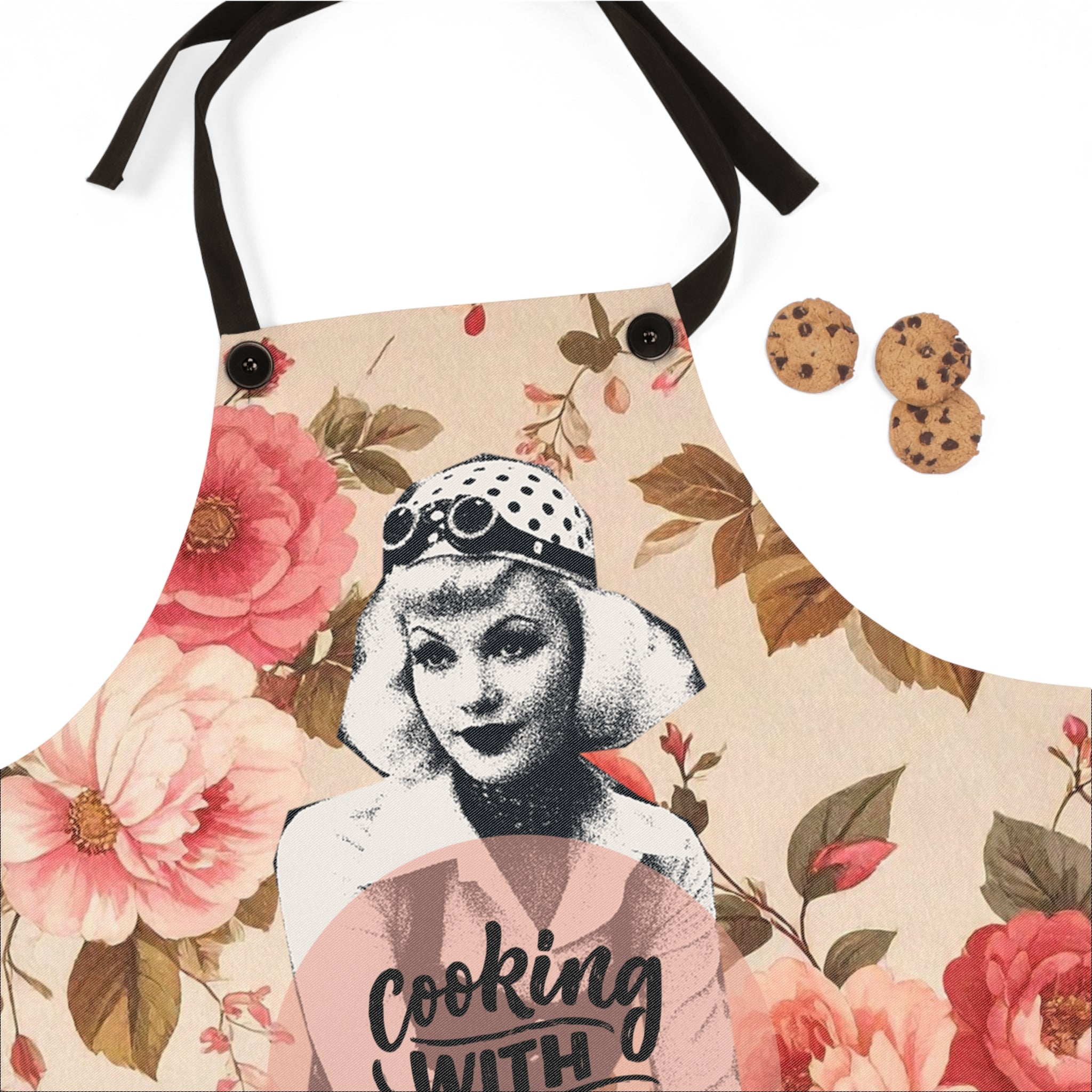 💐👩‍🍳 50s Nostalgic “Cooking with Love” Vintage Apron 🍰✨