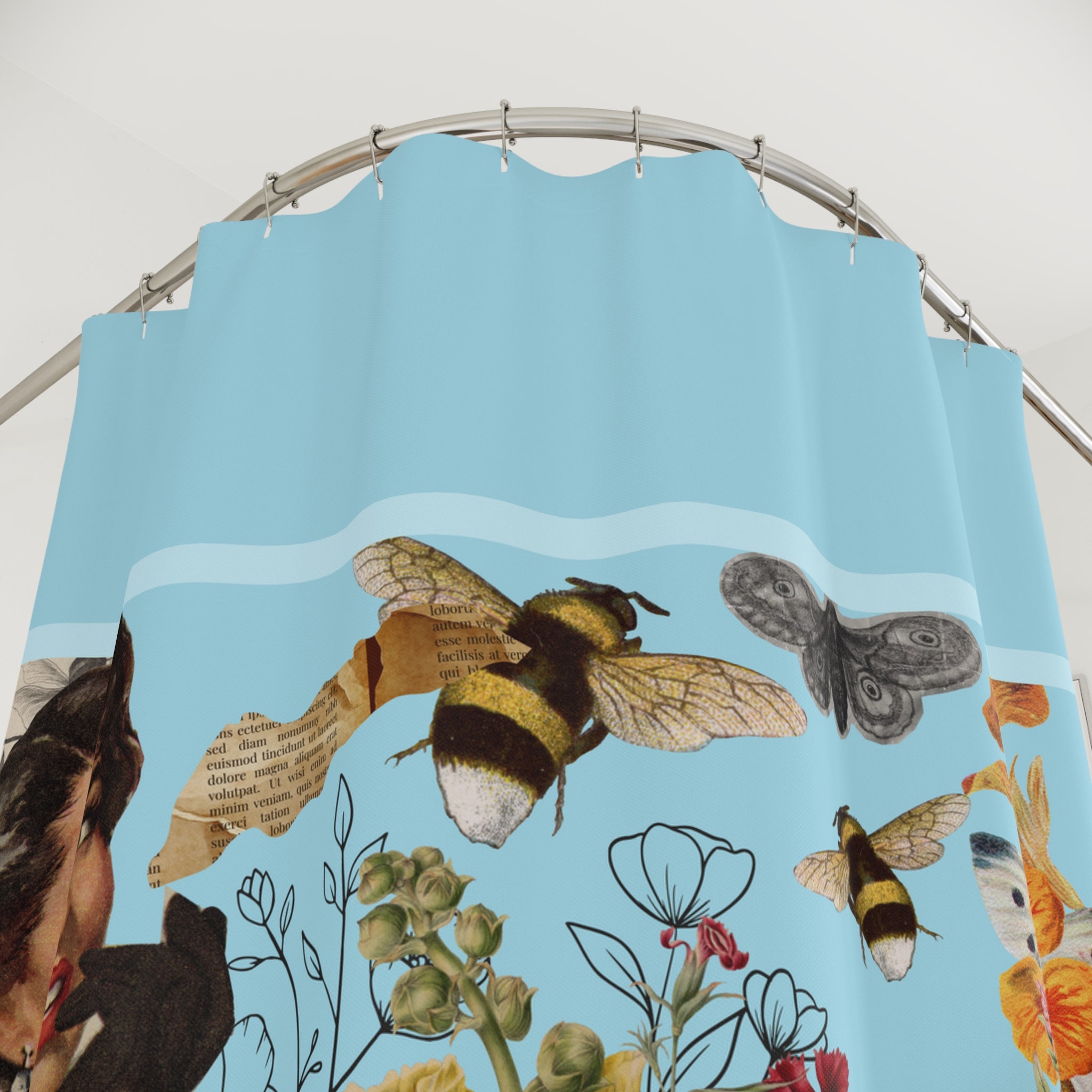 🌸🌿 50s Vintage Gal Nature Collection Shower Curtain ✨🛁