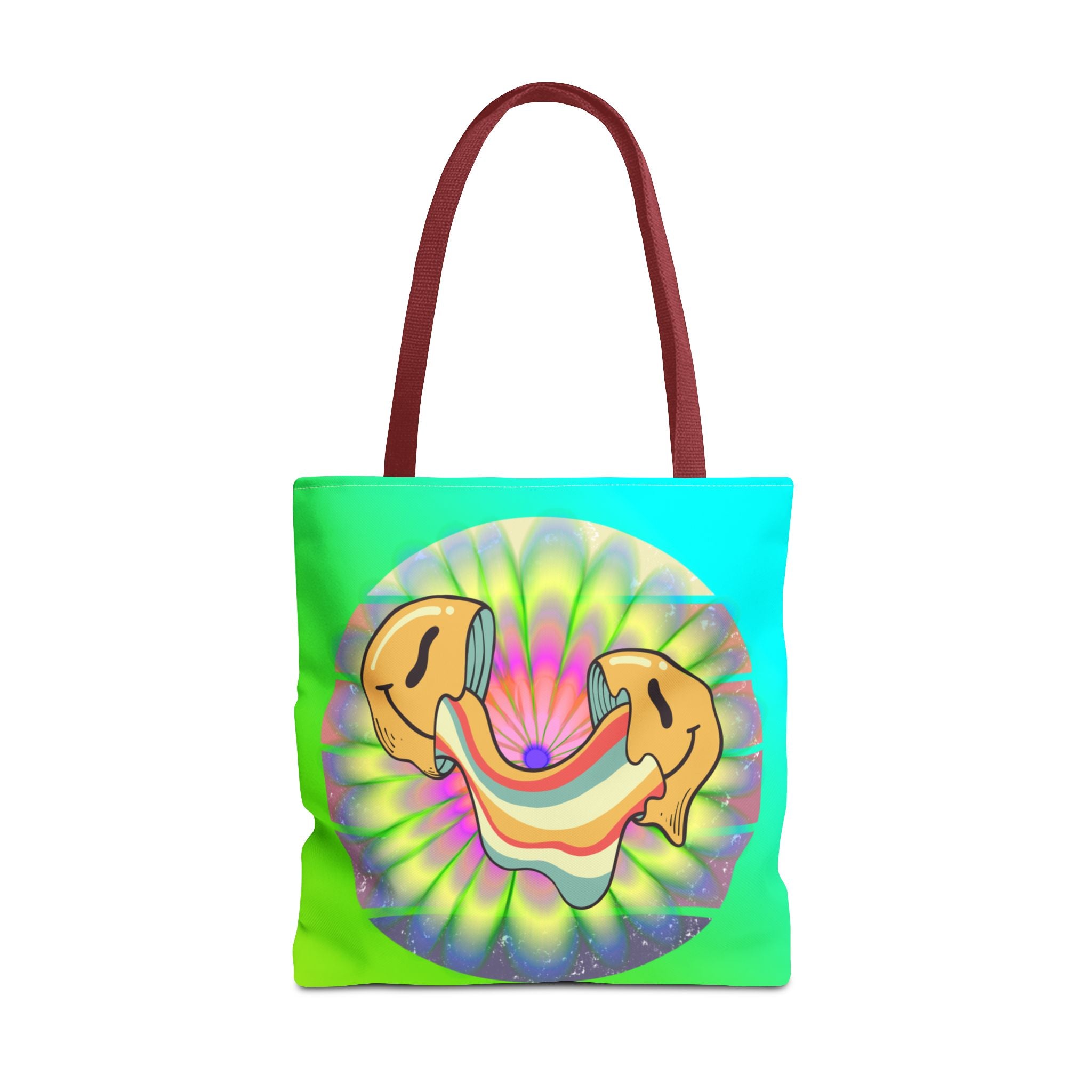 😊🌈 70s Trippy Psychedelic Smiley Tie-Dye Tote Bag ✨🍄