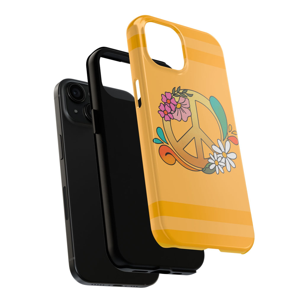 60s–70s Yellow Peace Sign Phone Case ✌️📱