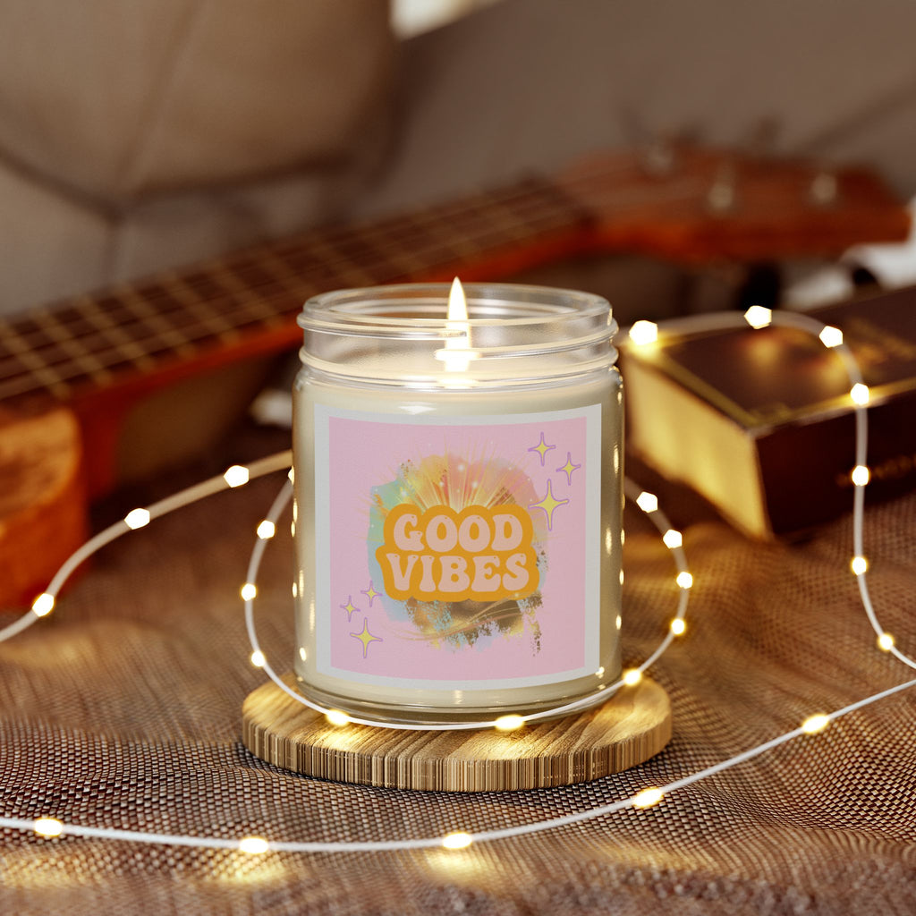 60s–70s Good Vibes Candle ☮️🕯️