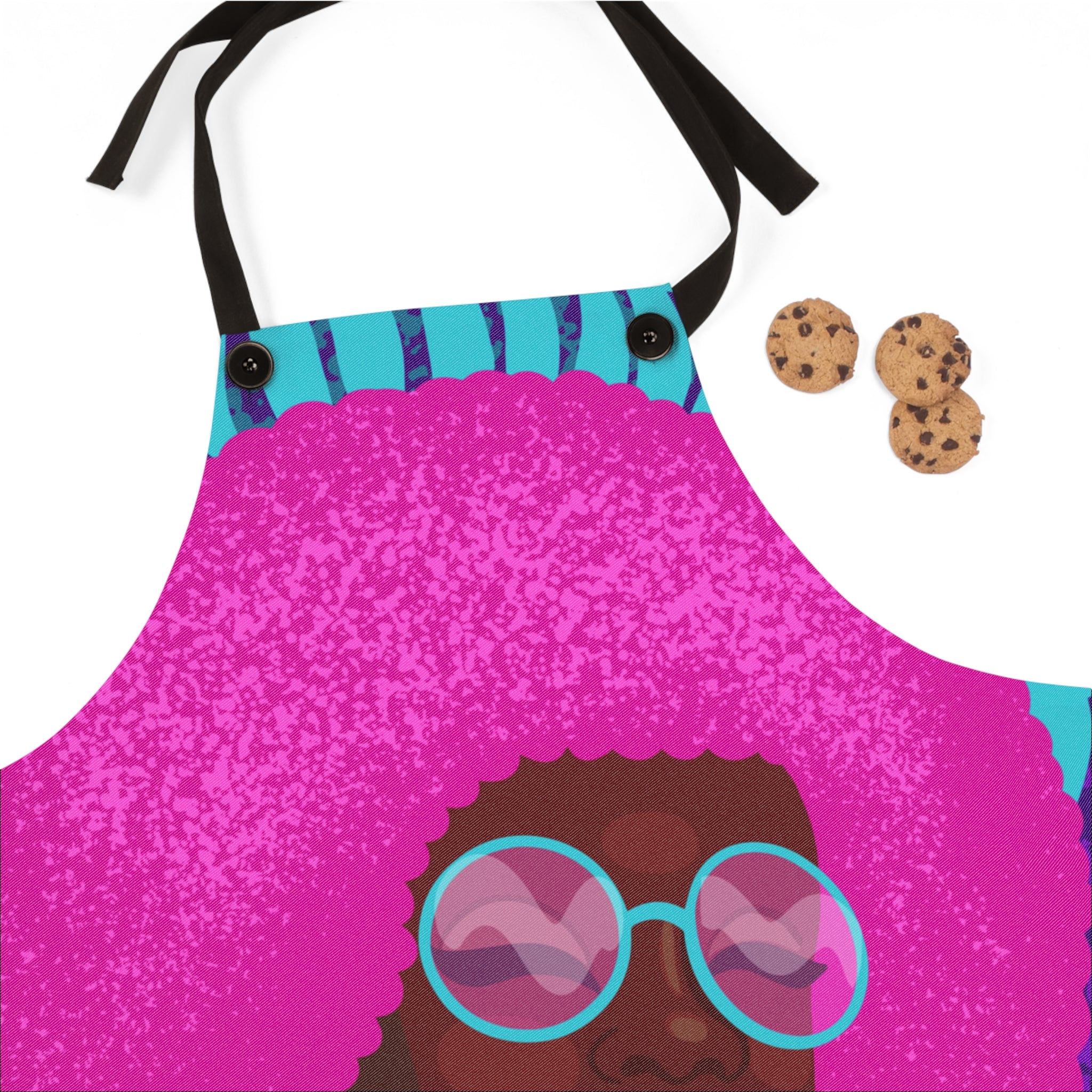 60s–70s Hot Pink Afro Woman Cooking Apron 💖👩🏾‍🍳