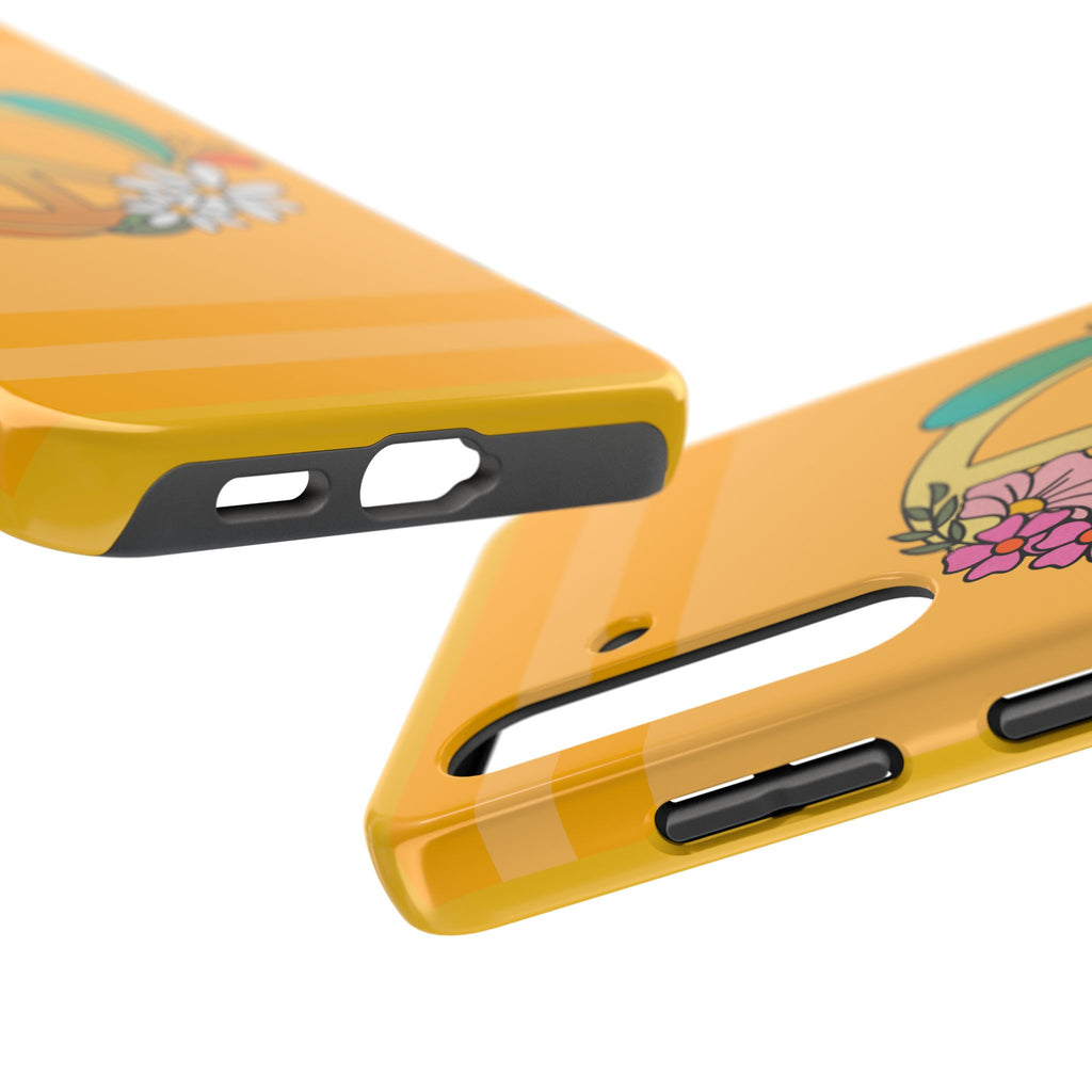 60s–70s Yellow Peace Sign Phone Case ✌️📱