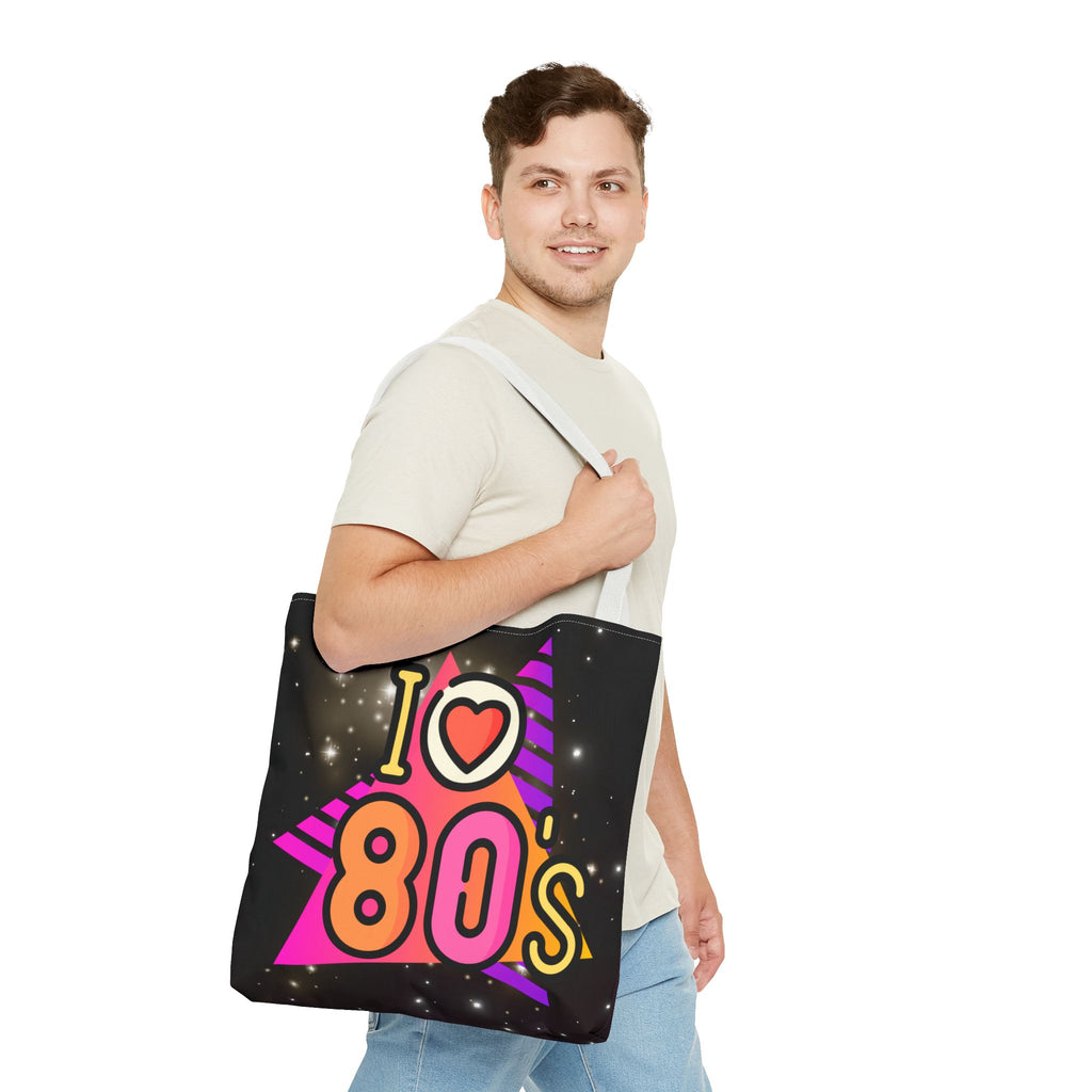 🌟💜 I Heart the 80s Neon Glow Tote Bag 🎶👜