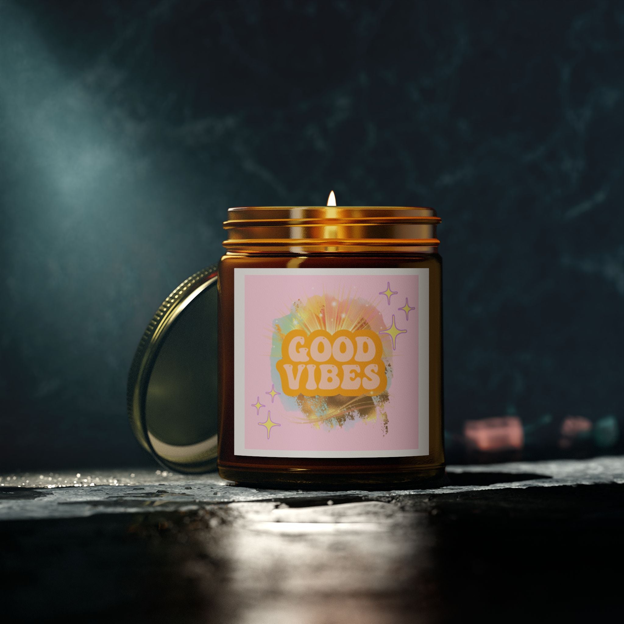 60s–70s Good Vibes Candle ☮️🕯️