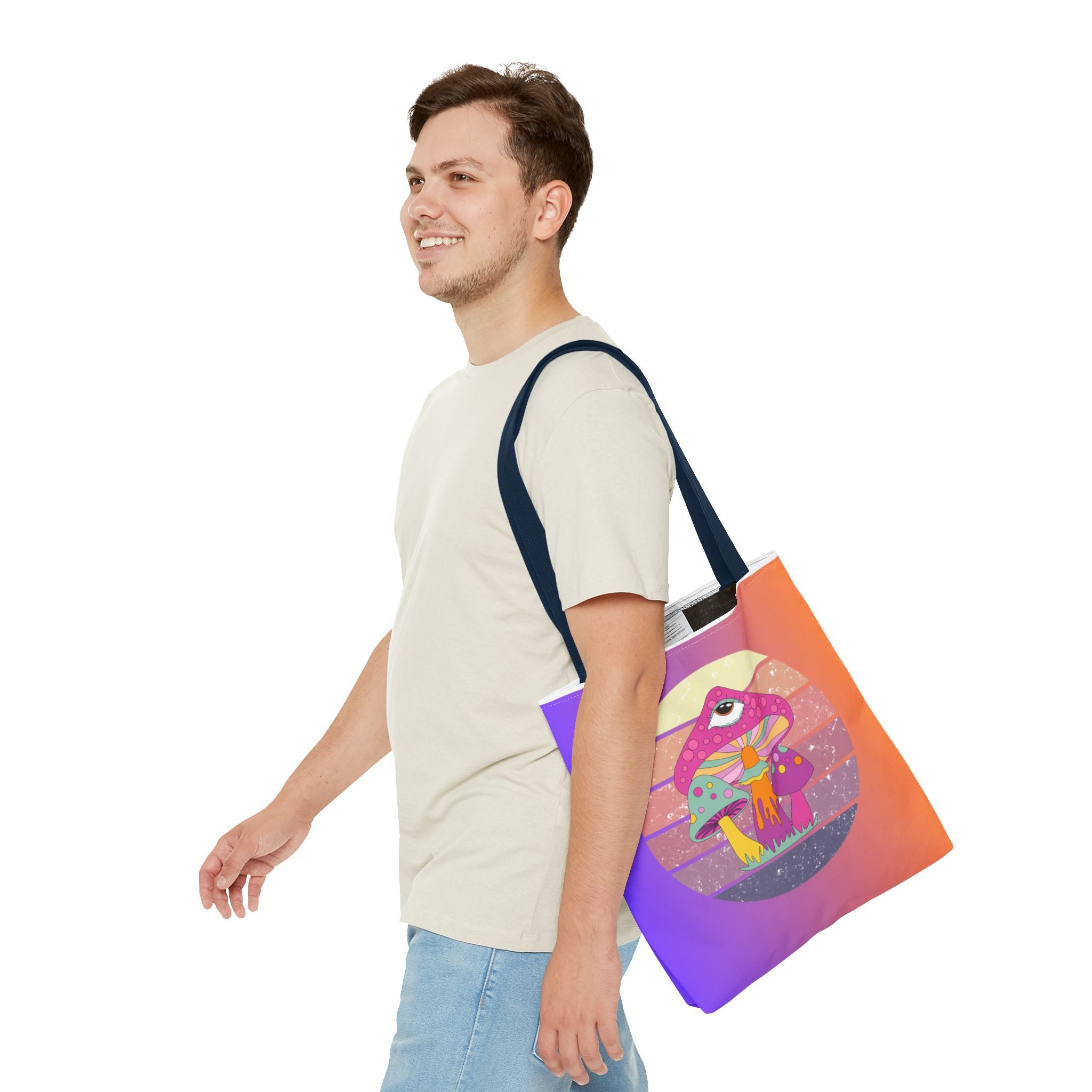 🍄🎶 70s Trippy Mushroom Synthwave Tote Bag 🌈✨
