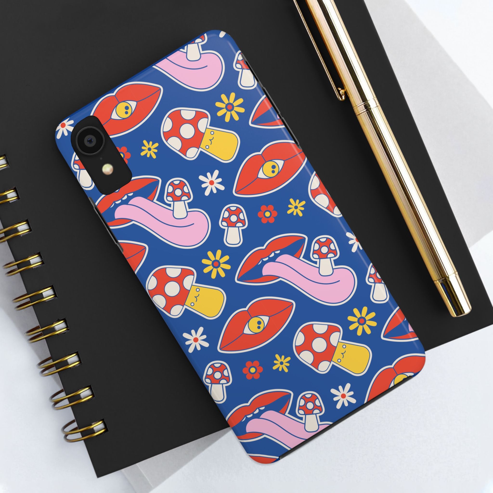 70s Lips Mushrooms Flower Power Phone Case 🌼💋🍄