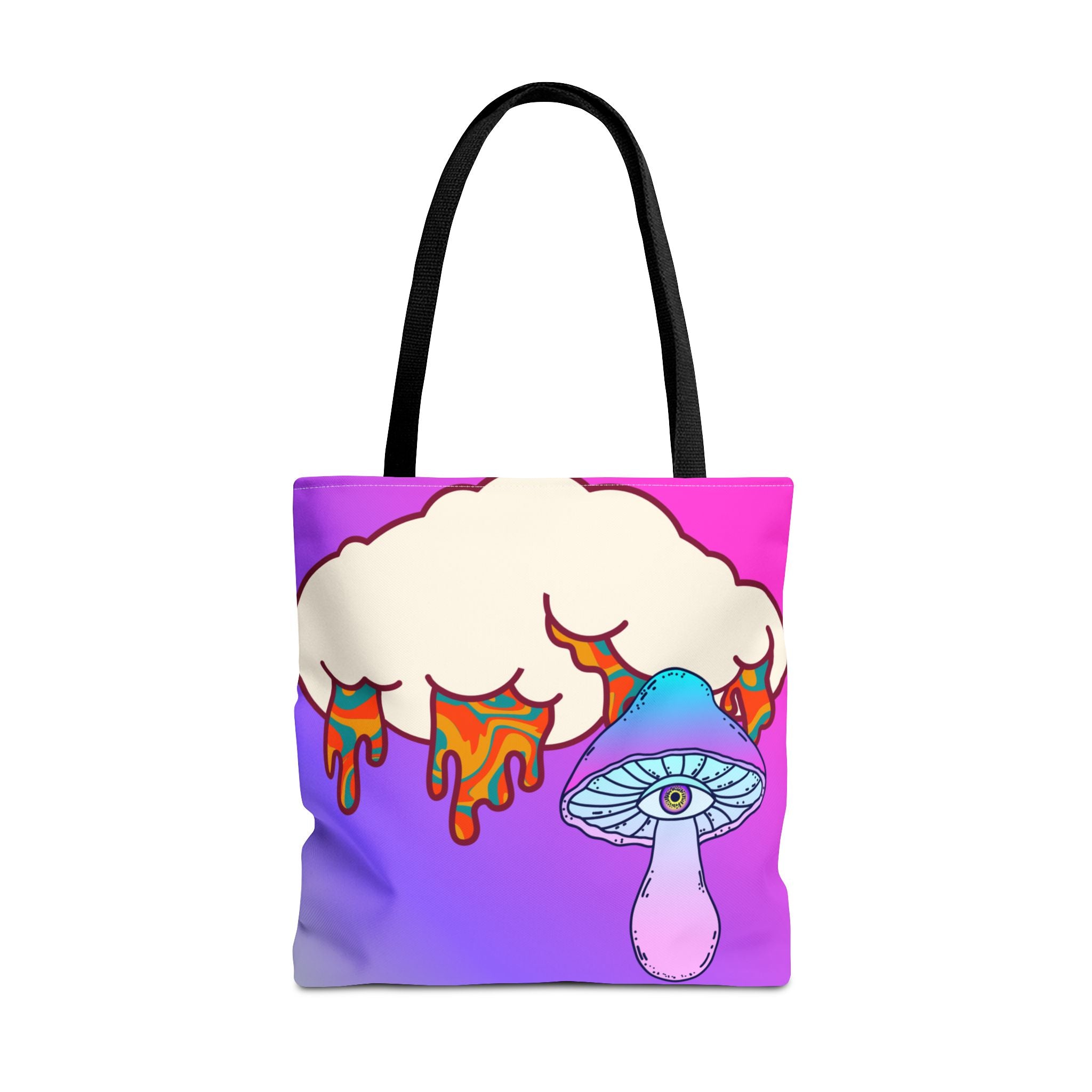 🍄☁️ 70s Trippy Cloud & Mushroom Tote Bag 🌈✨