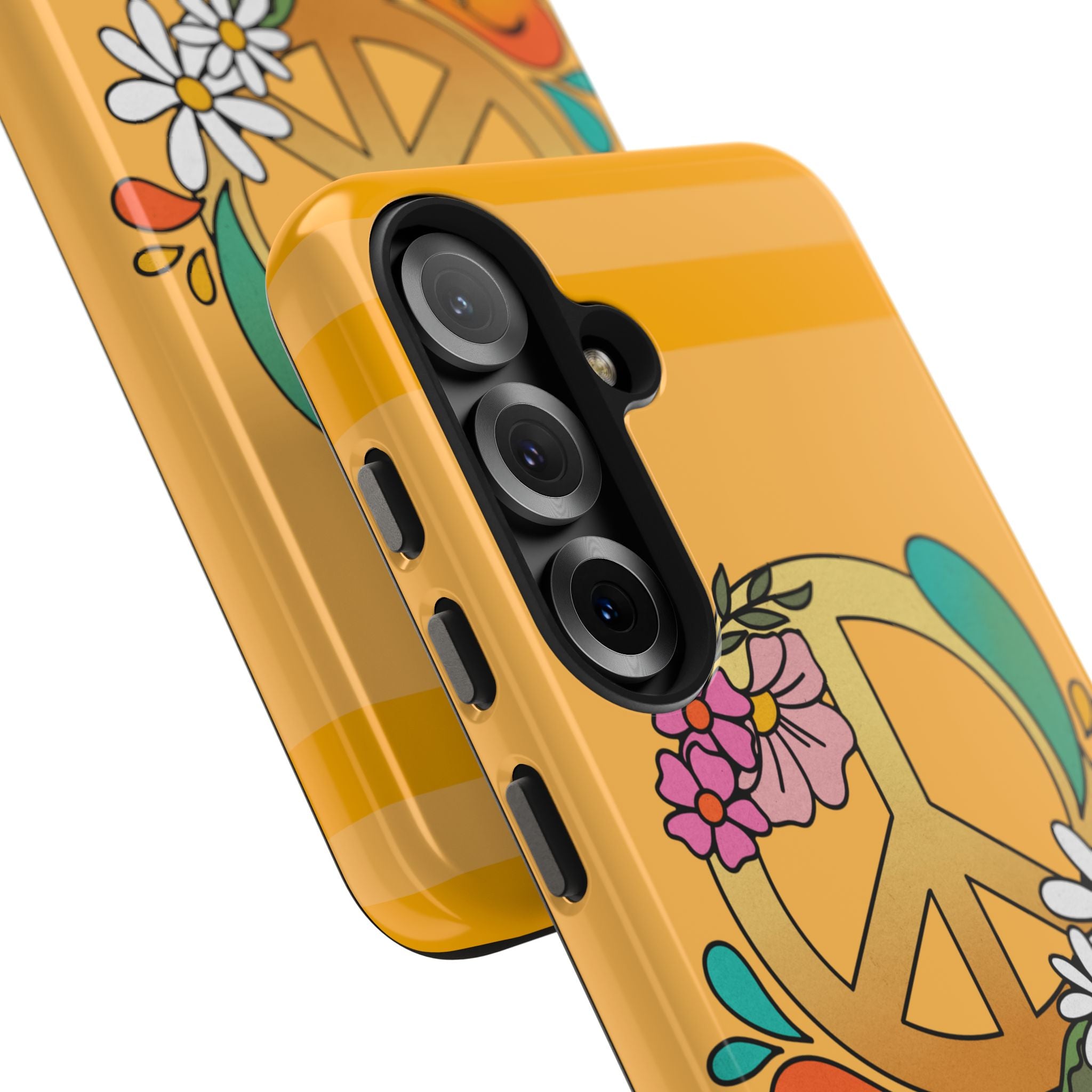 60s–70s Yellow Peace Sign Phone Case ✌️📱