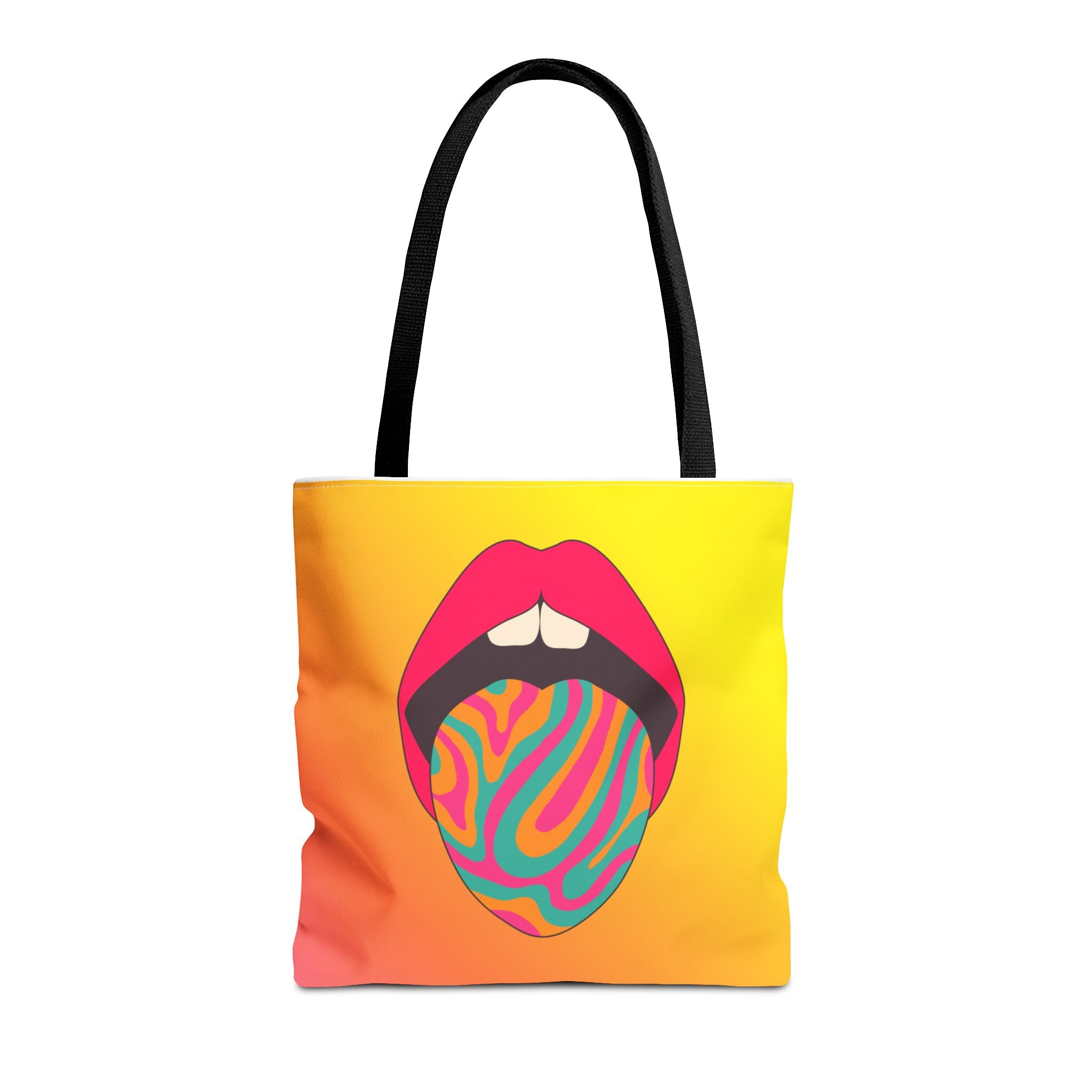 👄🌈 60s–70s Psychedelic Lips & Tongue Tote Bag ✨🍄