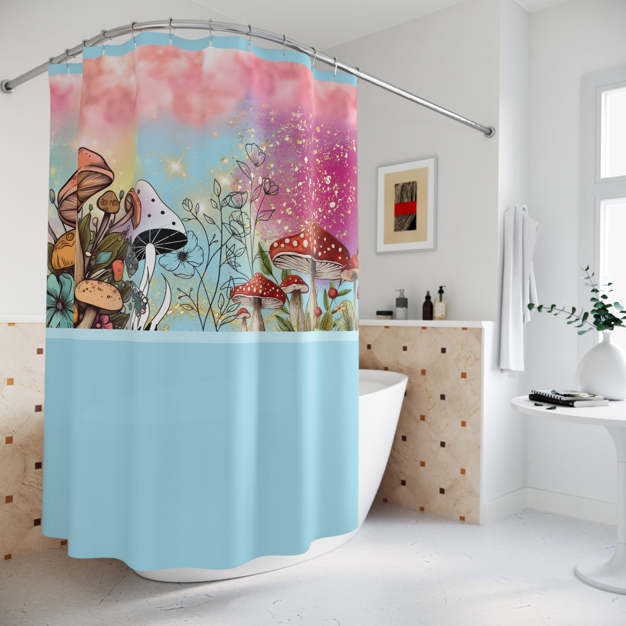 🍄🌤️ 70s Mushroom Afternoon Shower Curtain 🌼✨