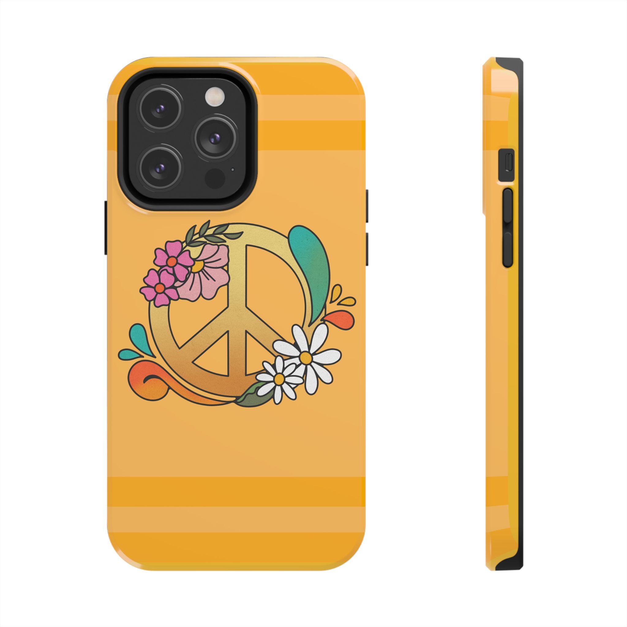 60s–70s Yellow Peace Sign Phone Case ✌️📱
