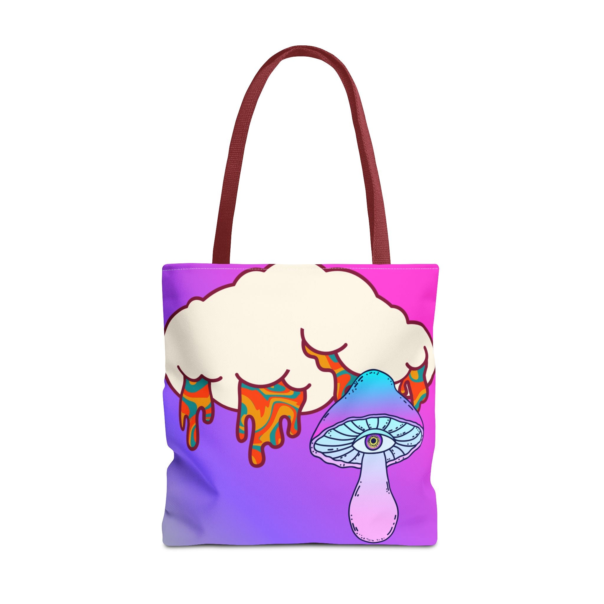🍄☁️ 70s Trippy Cloud & Mushroom Tote Bag 🌈✨