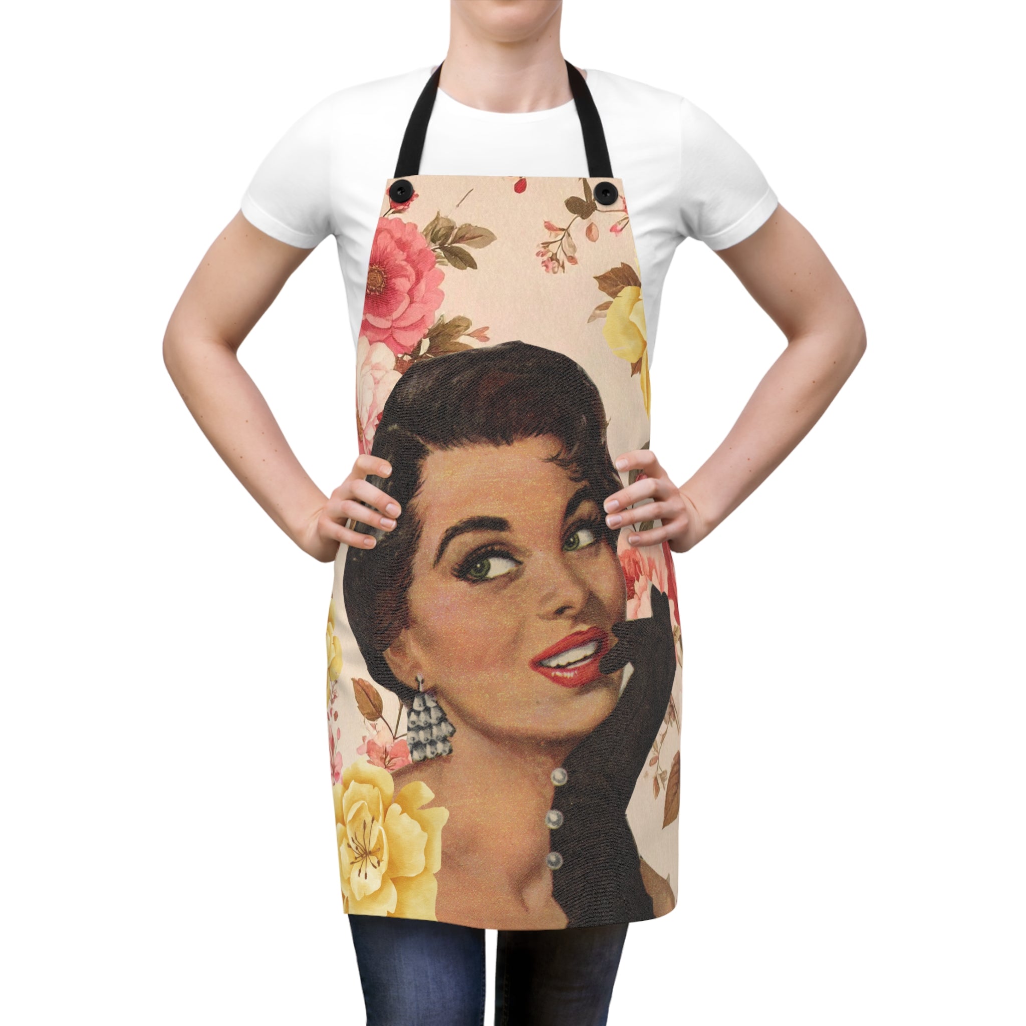 🌸👩‍🍳 Vintage 1955 Woman Floral Apron 💐✨