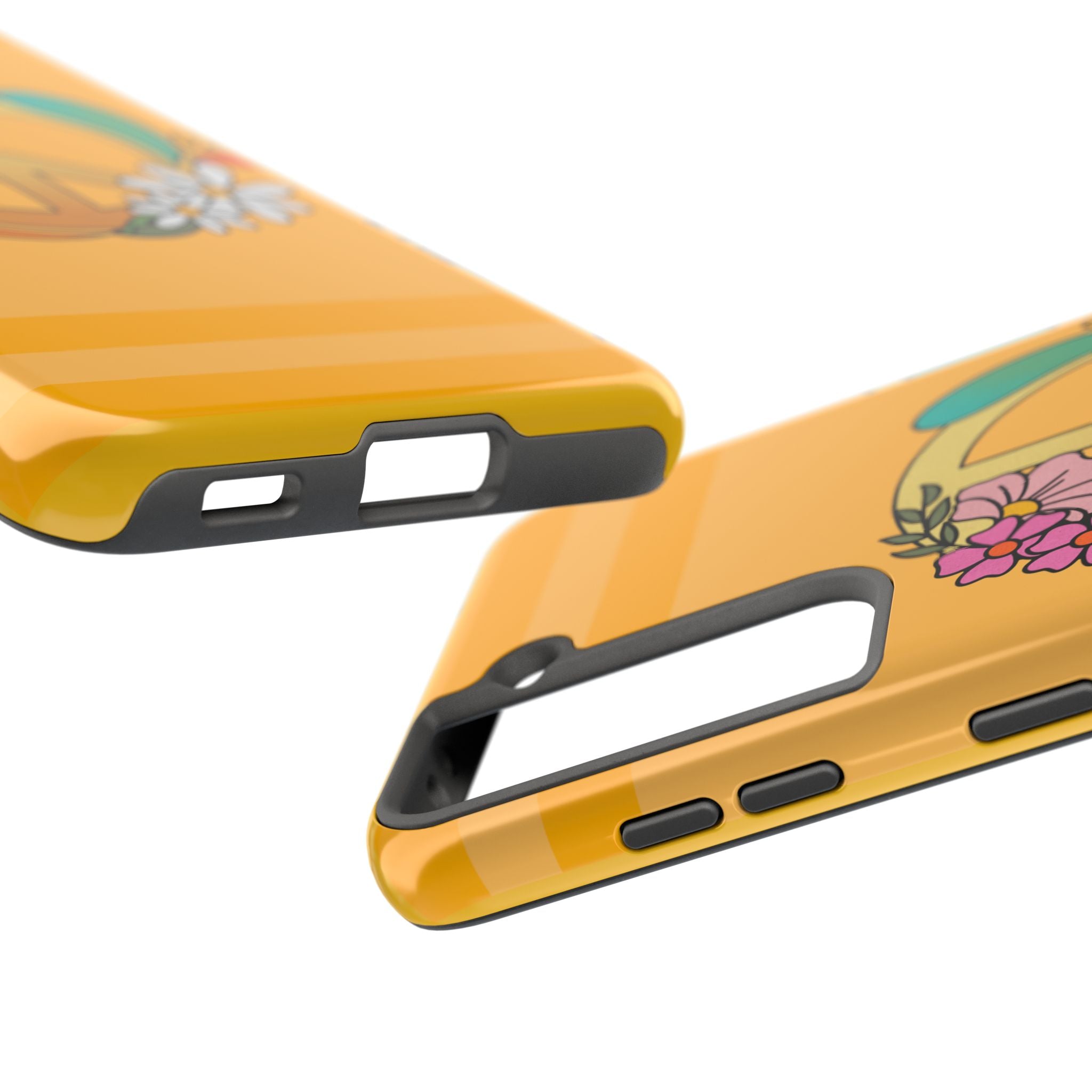 60s–70s Yellow Peace Sign Phone Case ✌️📱