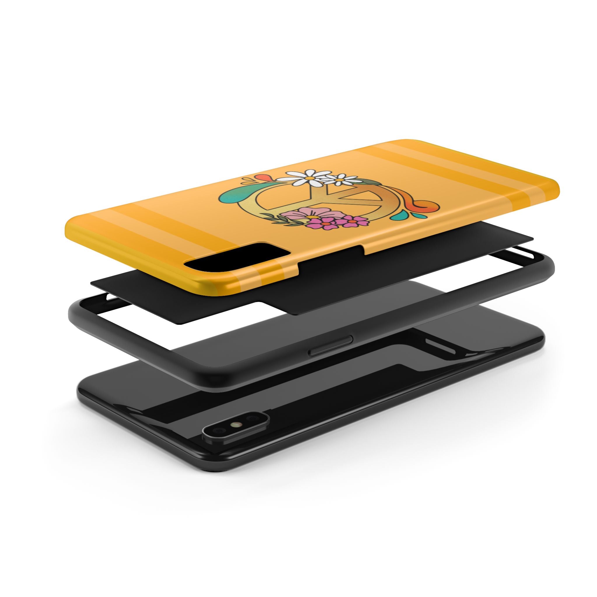 60s–70s Yellow Peace Sign Phone Case ✌️📱
