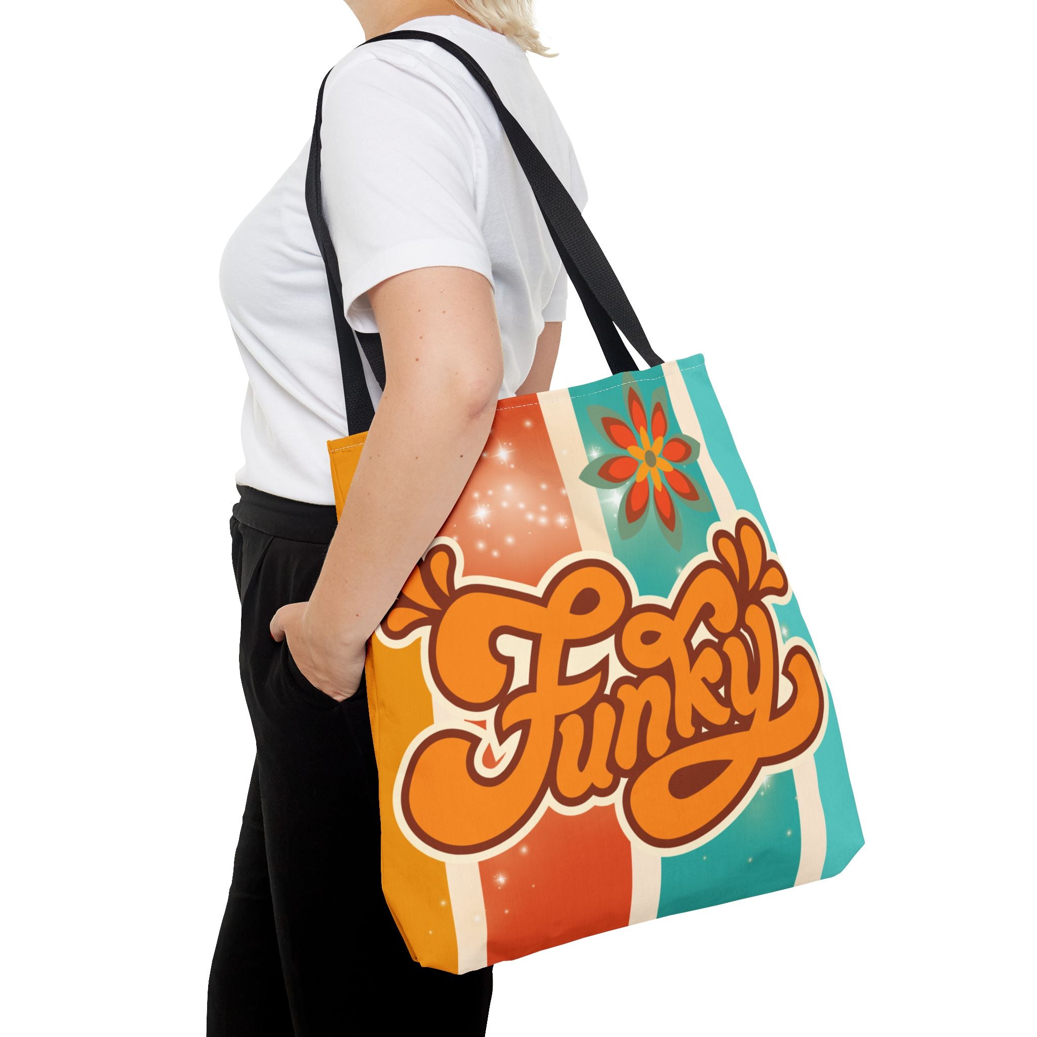 ✌️🌸 Funky 70s Peace & Floral Tote Bag 🌈👜