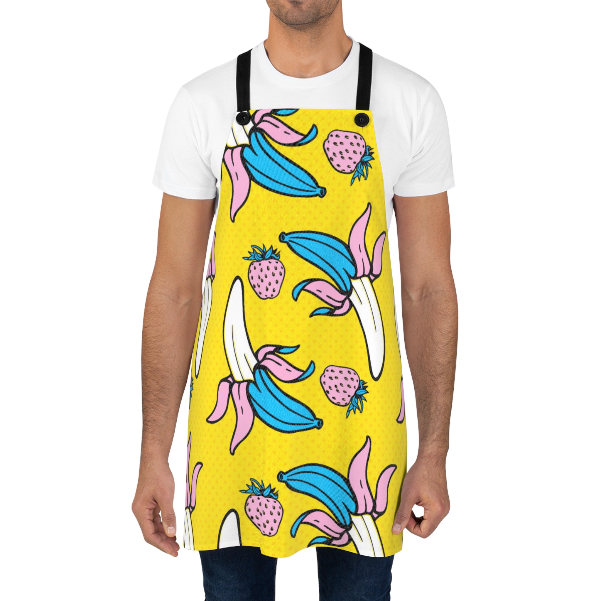 60s Bananas & Strawberries Pop Art Cooking Apron 🍌🍓🎨👩‍🍳