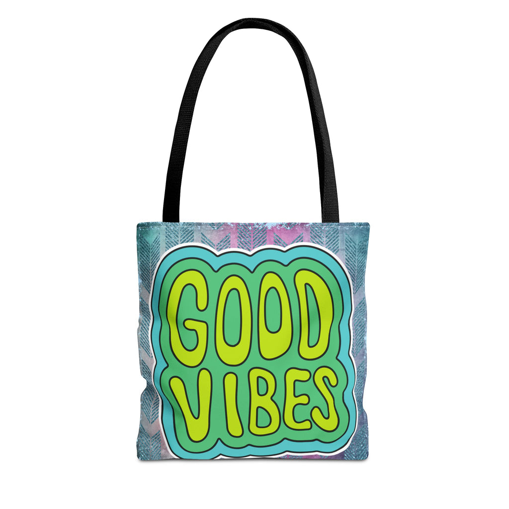 💚 70s Good Vibes Green & Blue Retro Throwback Tote Bag