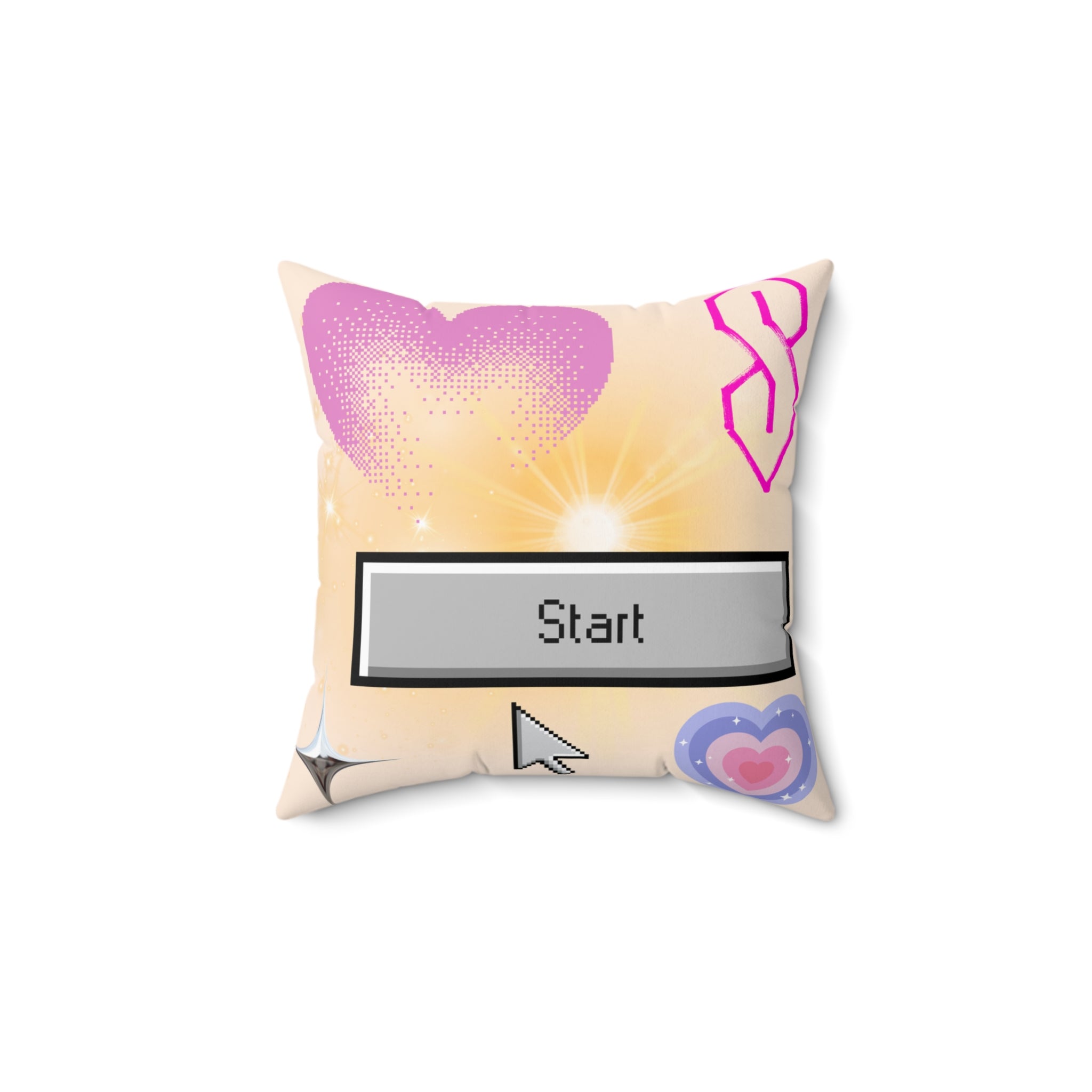 🟢 Y2K 90s Start Button “S” Symbol Throwback Pillow 💻✨