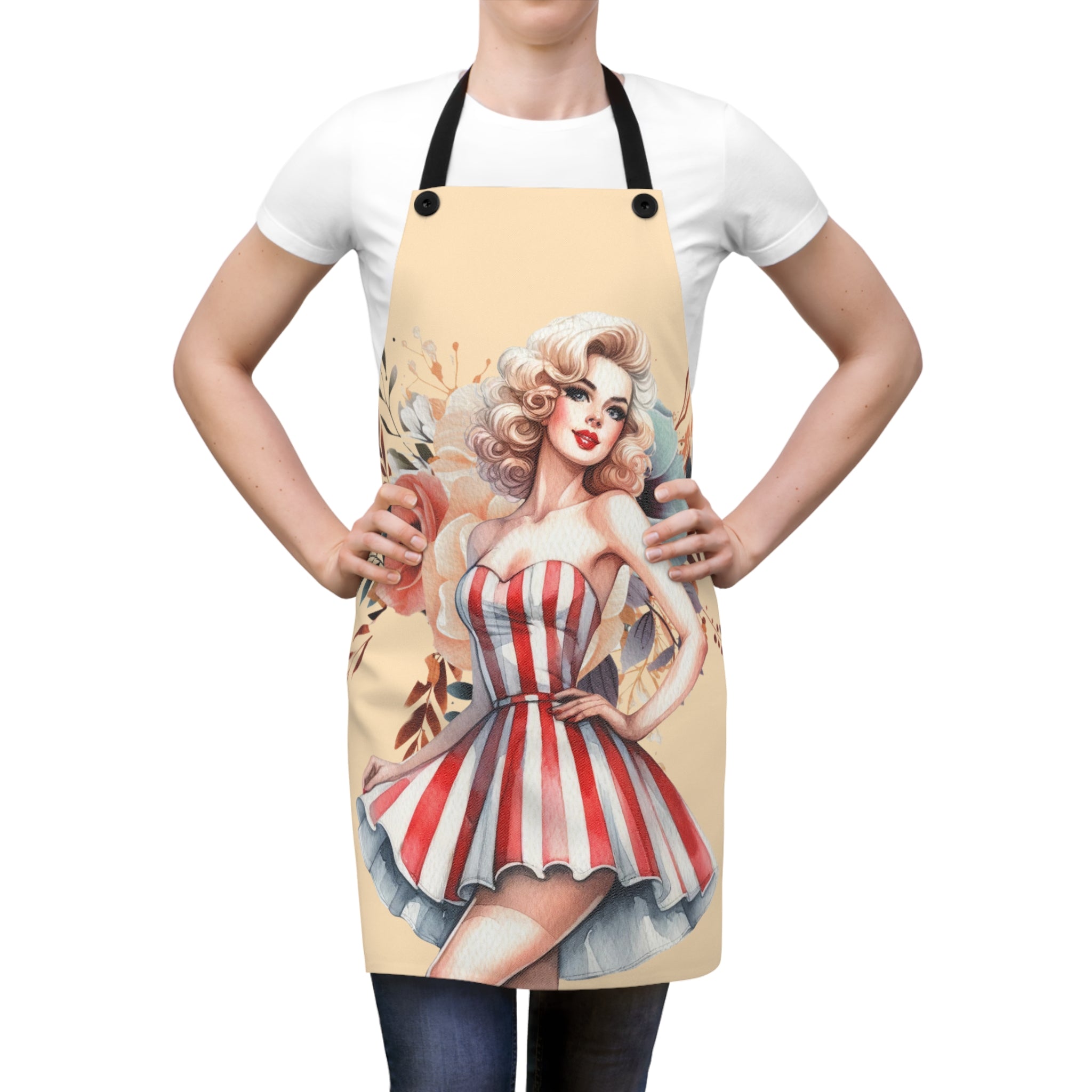 50s Vintage Floral Pinup Girl Cooking Apron 🌸👩‍🍳✨