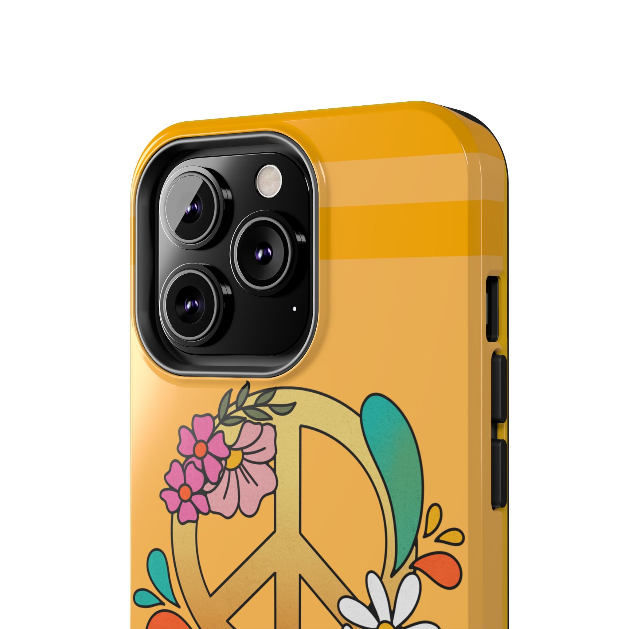 60s–70s Yellow Peace Sign Phone Case ✌️📱