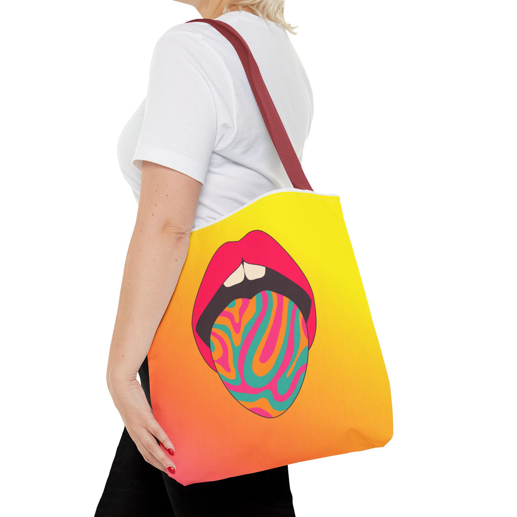 👄🌈 60s–70s Psychedelic Lips & Tongue Tote Bag ✨🍄